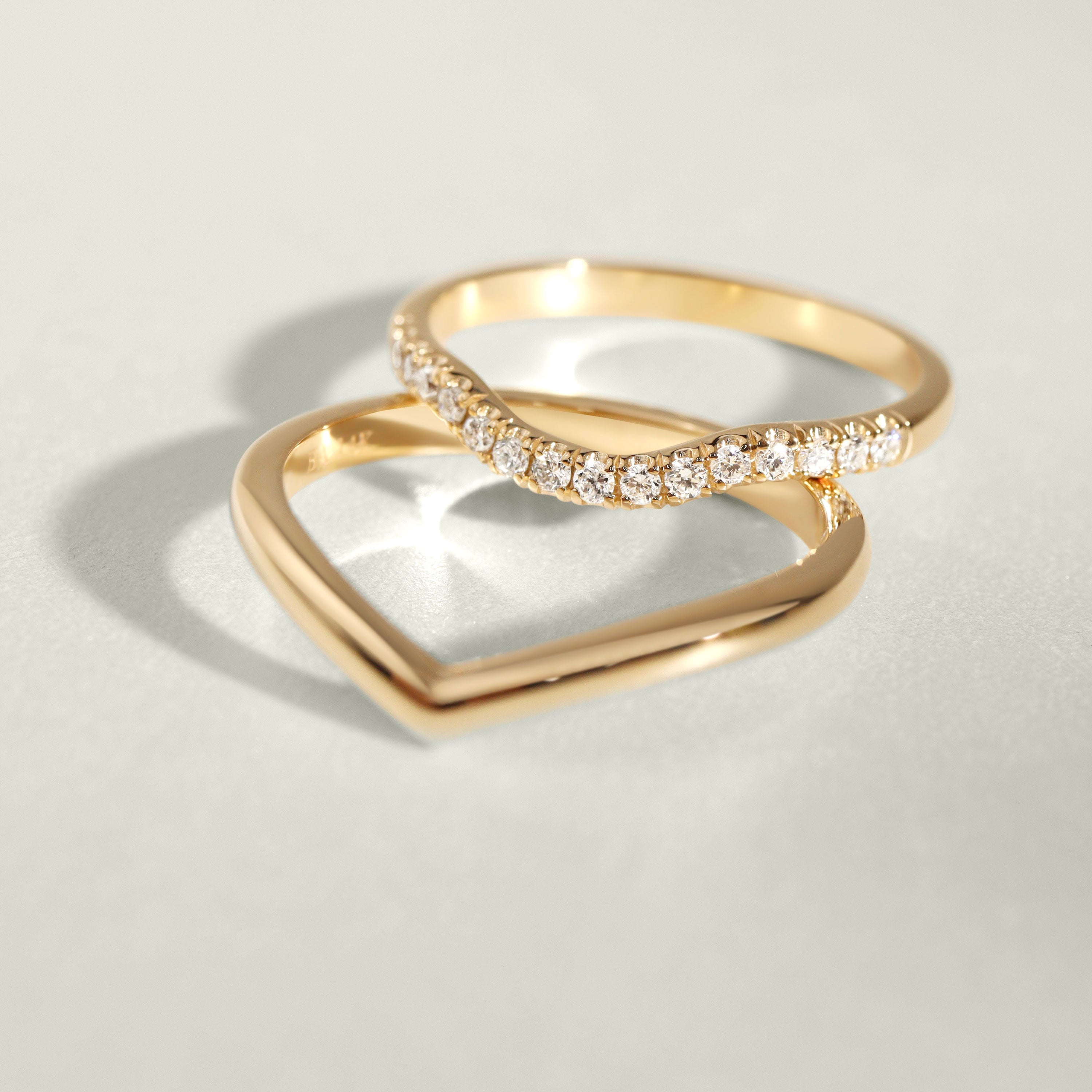14k Solid Gold V Shape Stackable Ring
