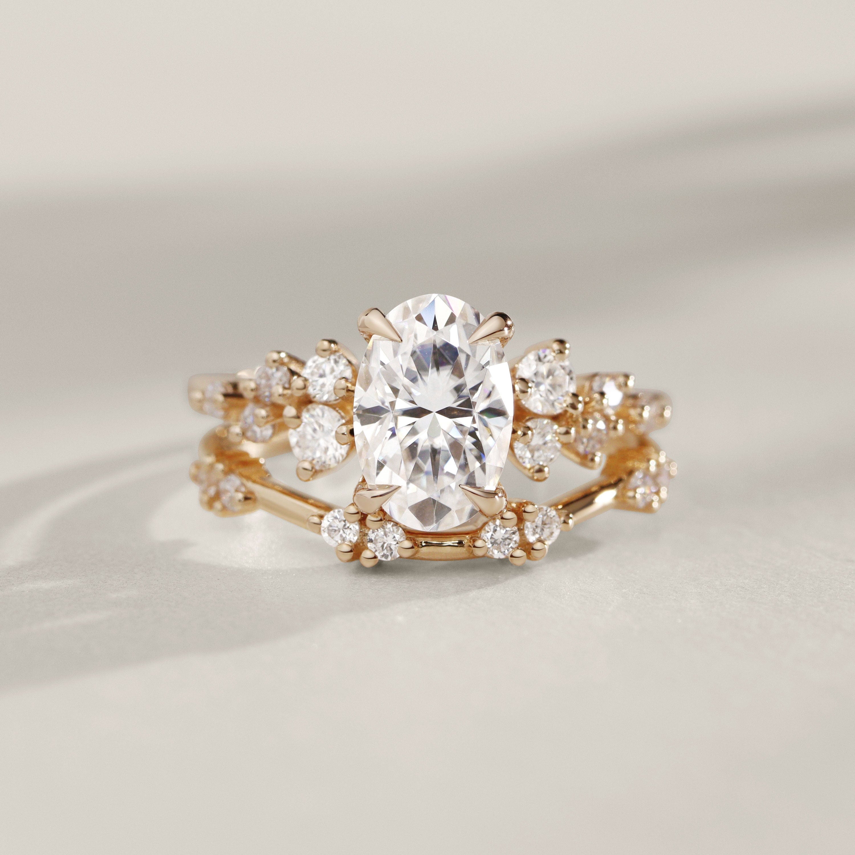 Curved Twin Floating Star Half Eternity Ring