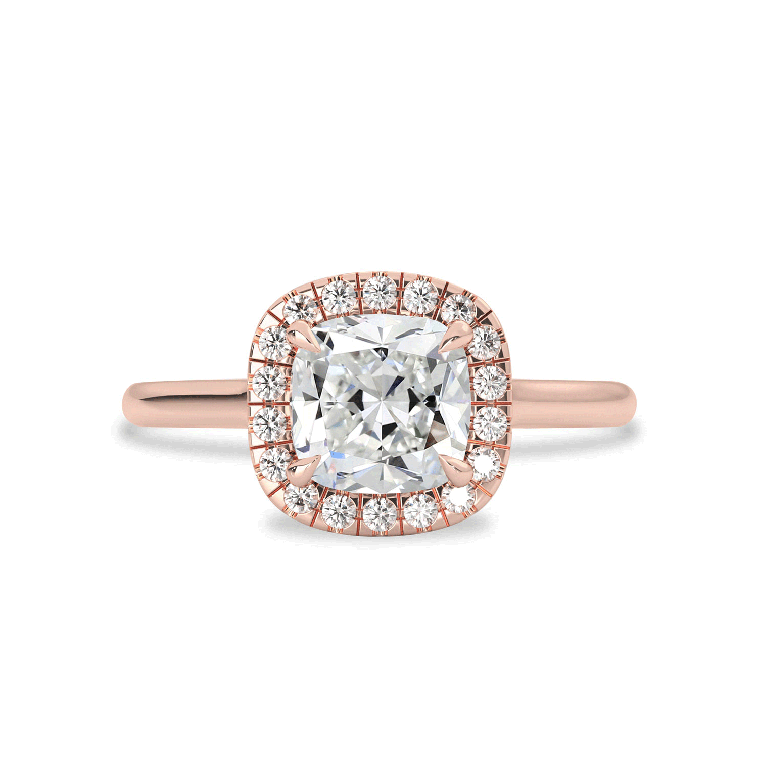 Clara Cushion Cut Forever Halo Cathedral Engagement Ring, Moissanite/Lab Grown Diamond