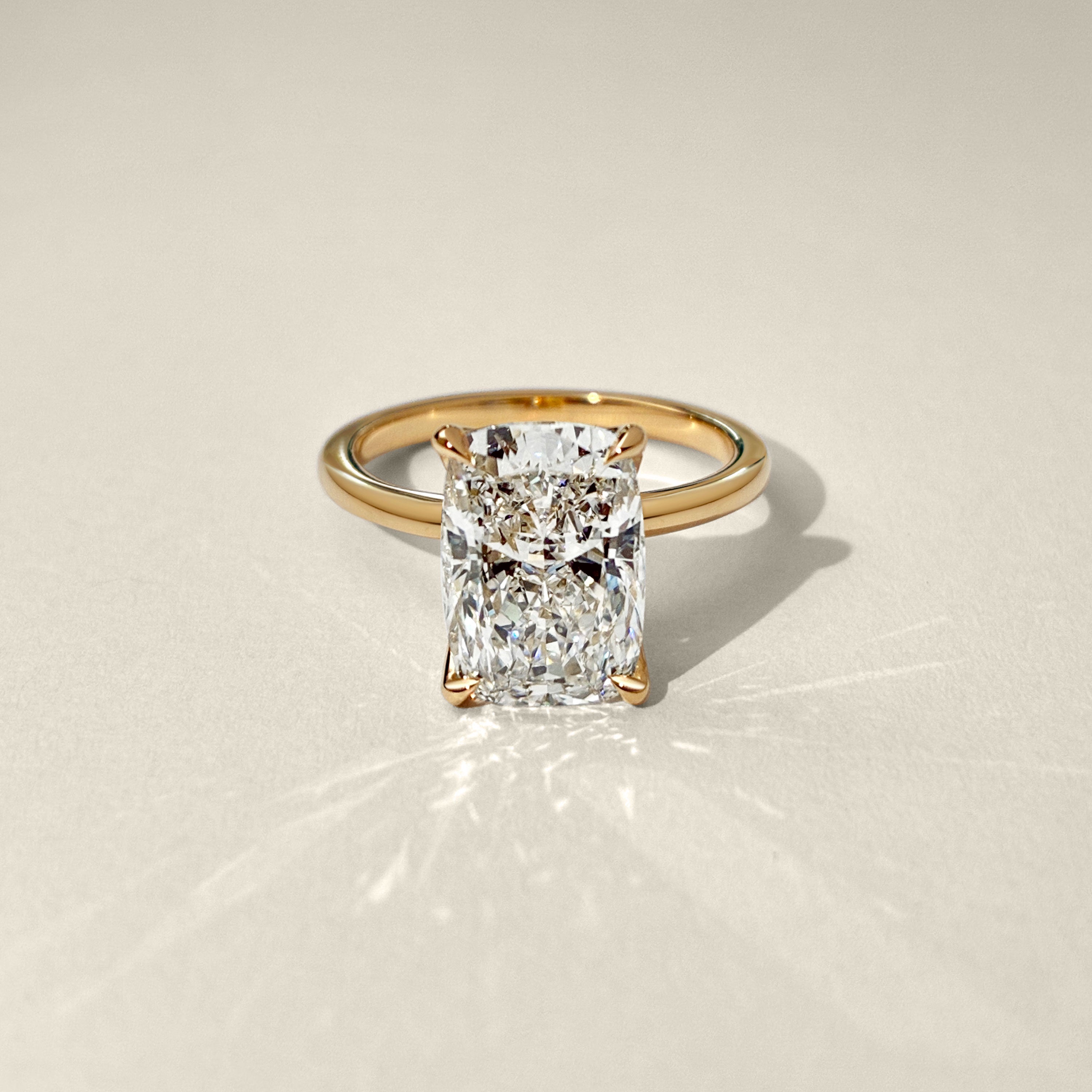 Elara Elongated Cushion Petal Solitaire Engagement Ring