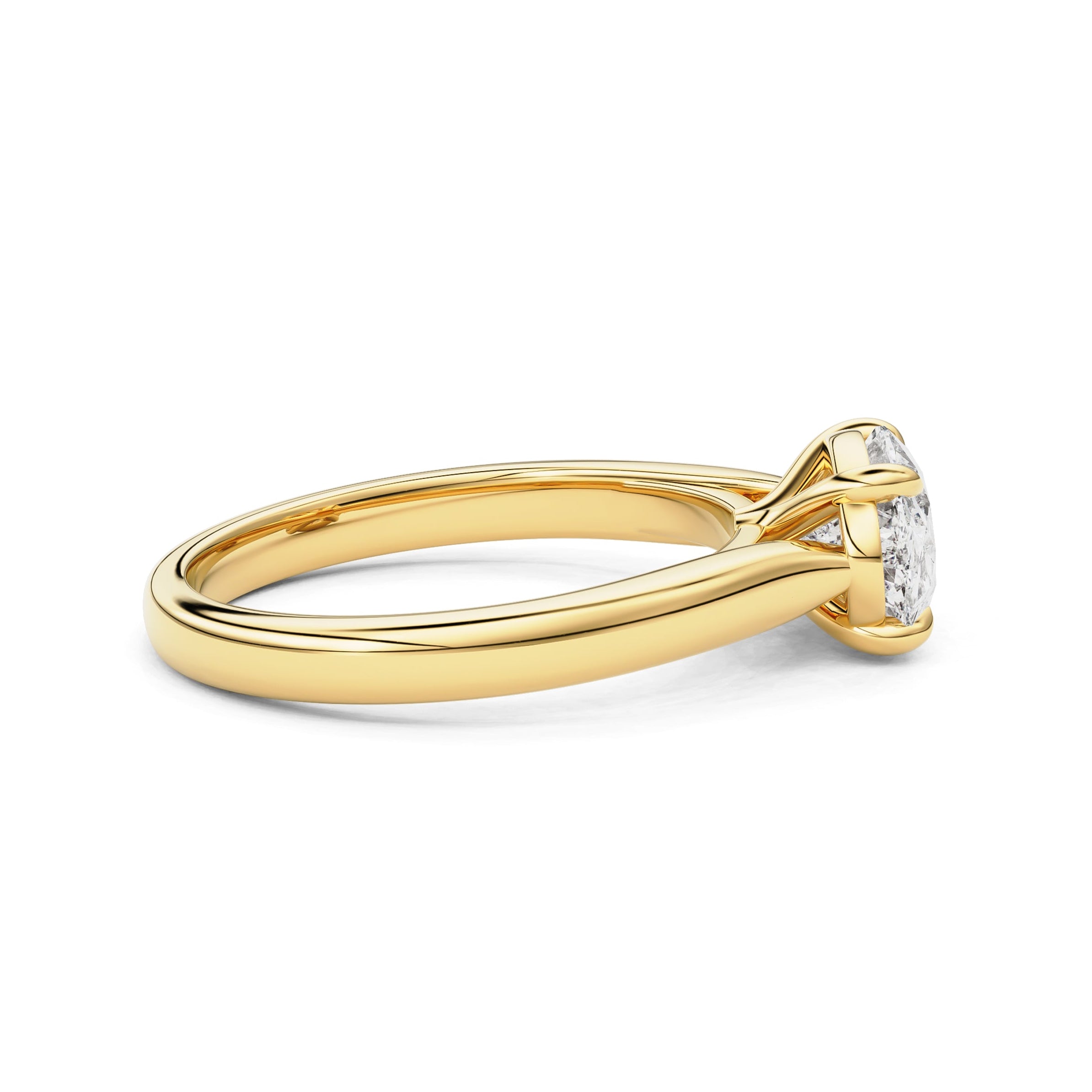 Lyra East West Oval Cut Solitaire Cathedral Engagement Ring
