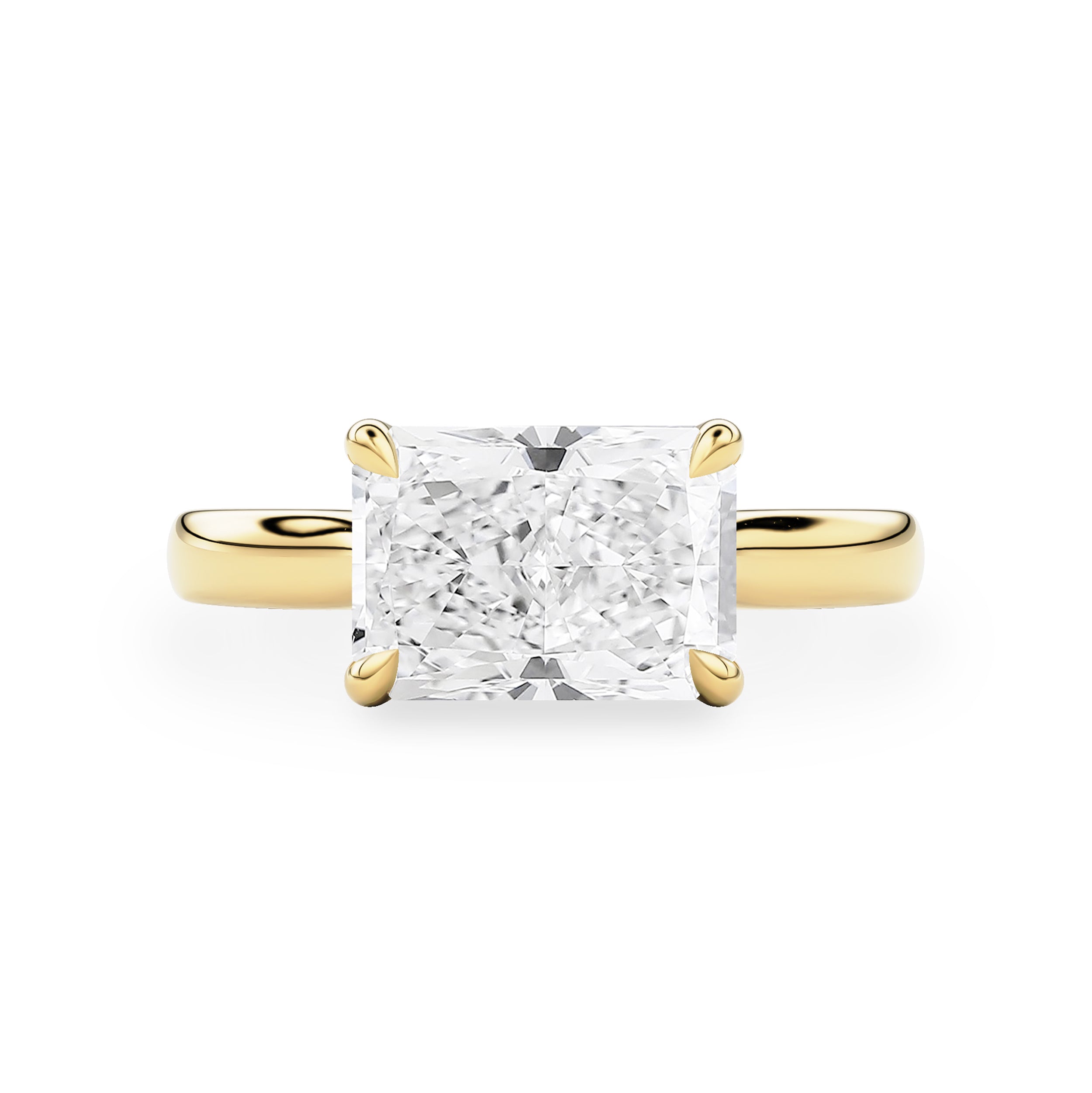 Lyra East West Radiant Cut Solitaire Cathedral Engagement Ring