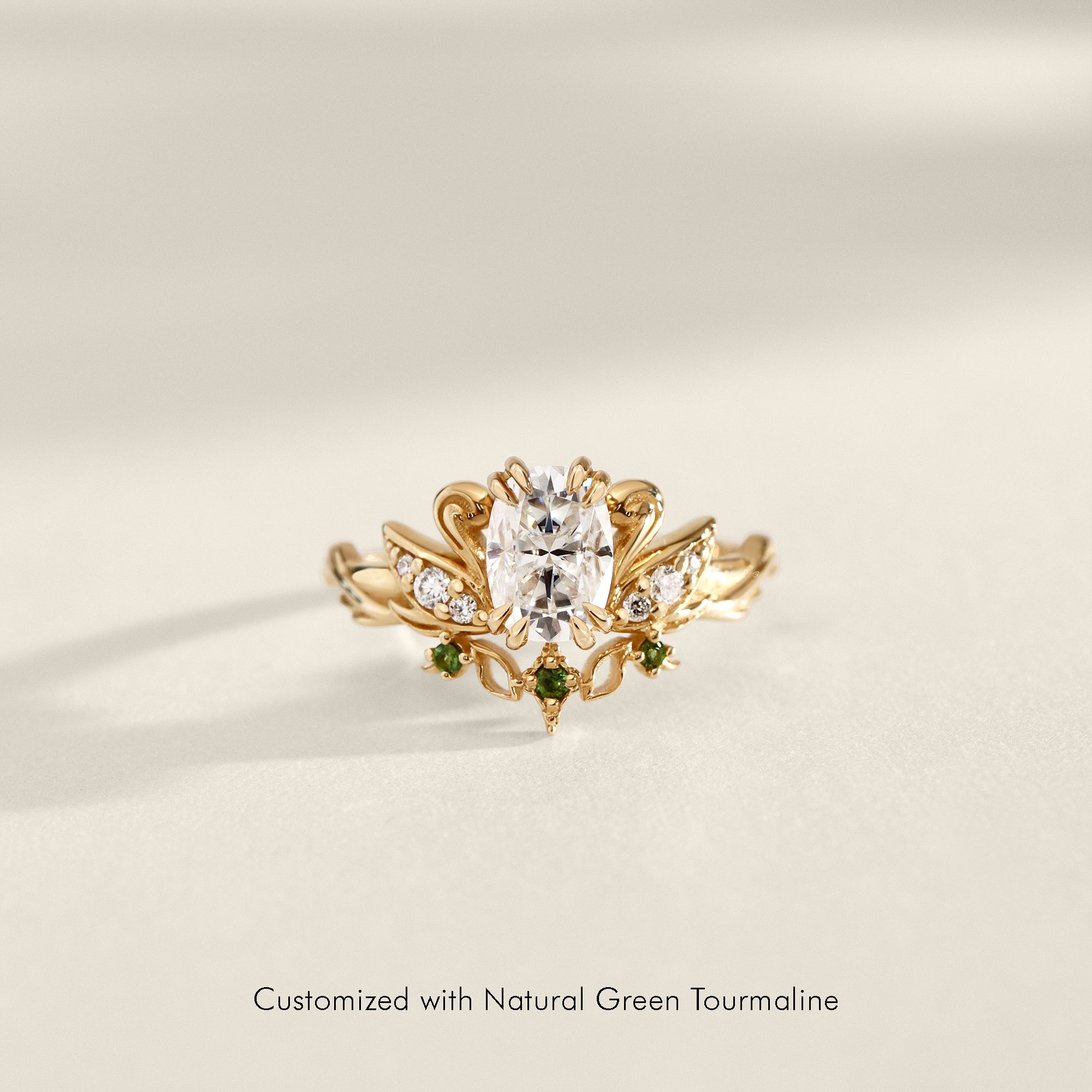 Cushion Love Swan Engagement Ring, Elongated Cushion Cut With Celestial Star