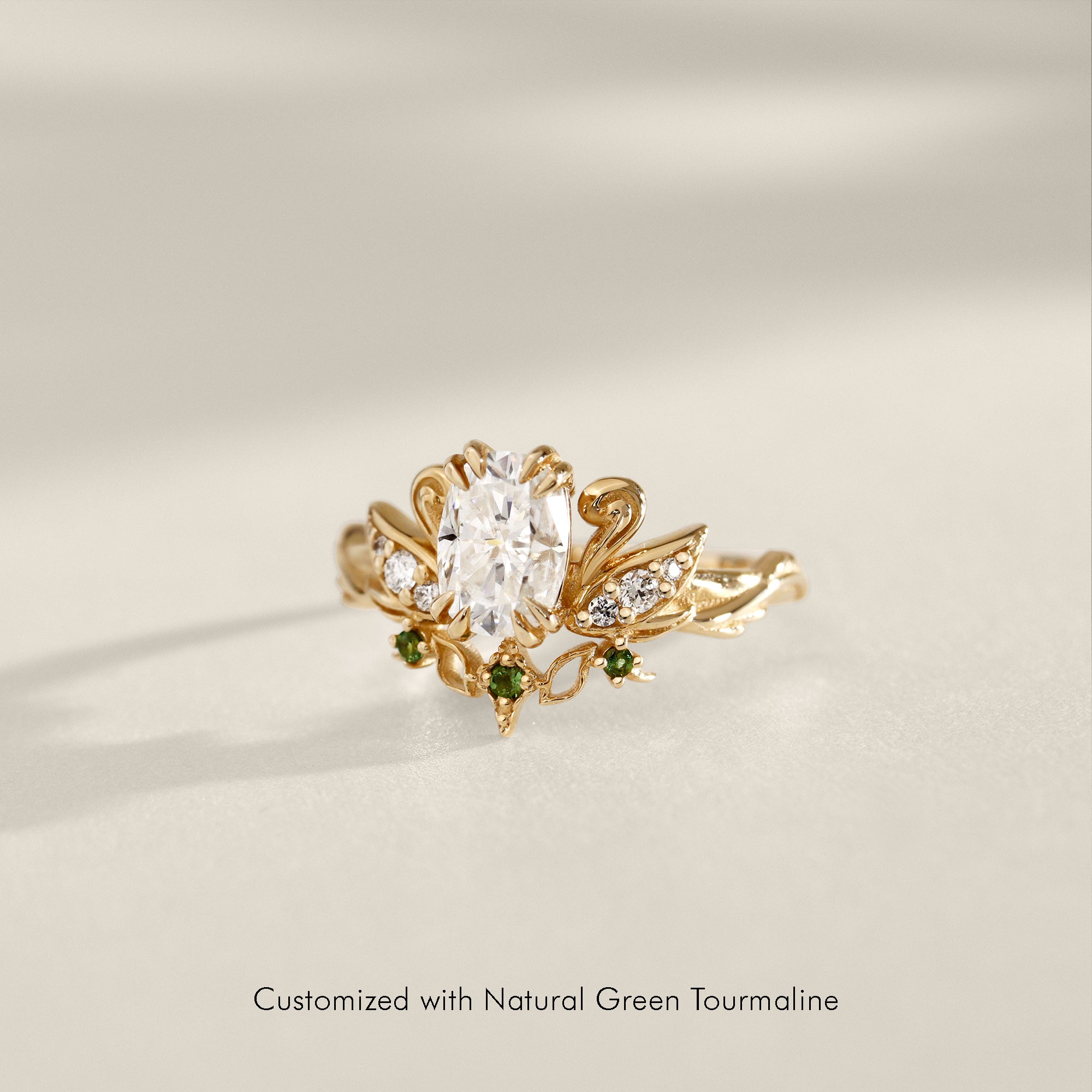 Cushion Love Swan Engagement Ring, Elongated Cushion Cut With Celestial Star