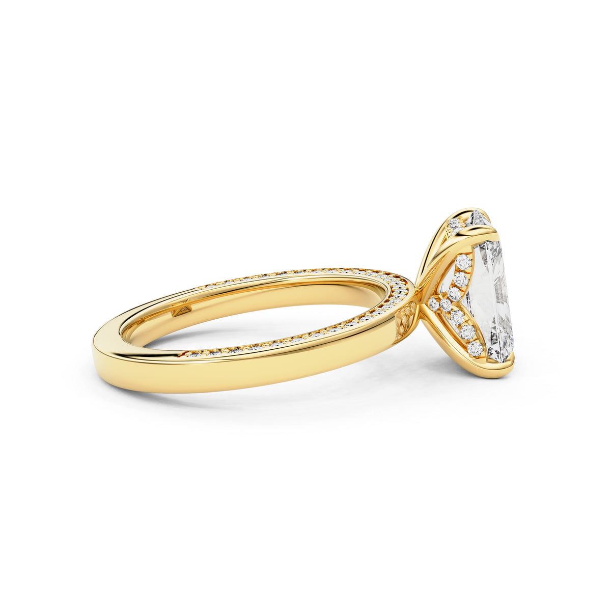 Serelle Emerald Cut Raised Hidden Halo Engagement Ring