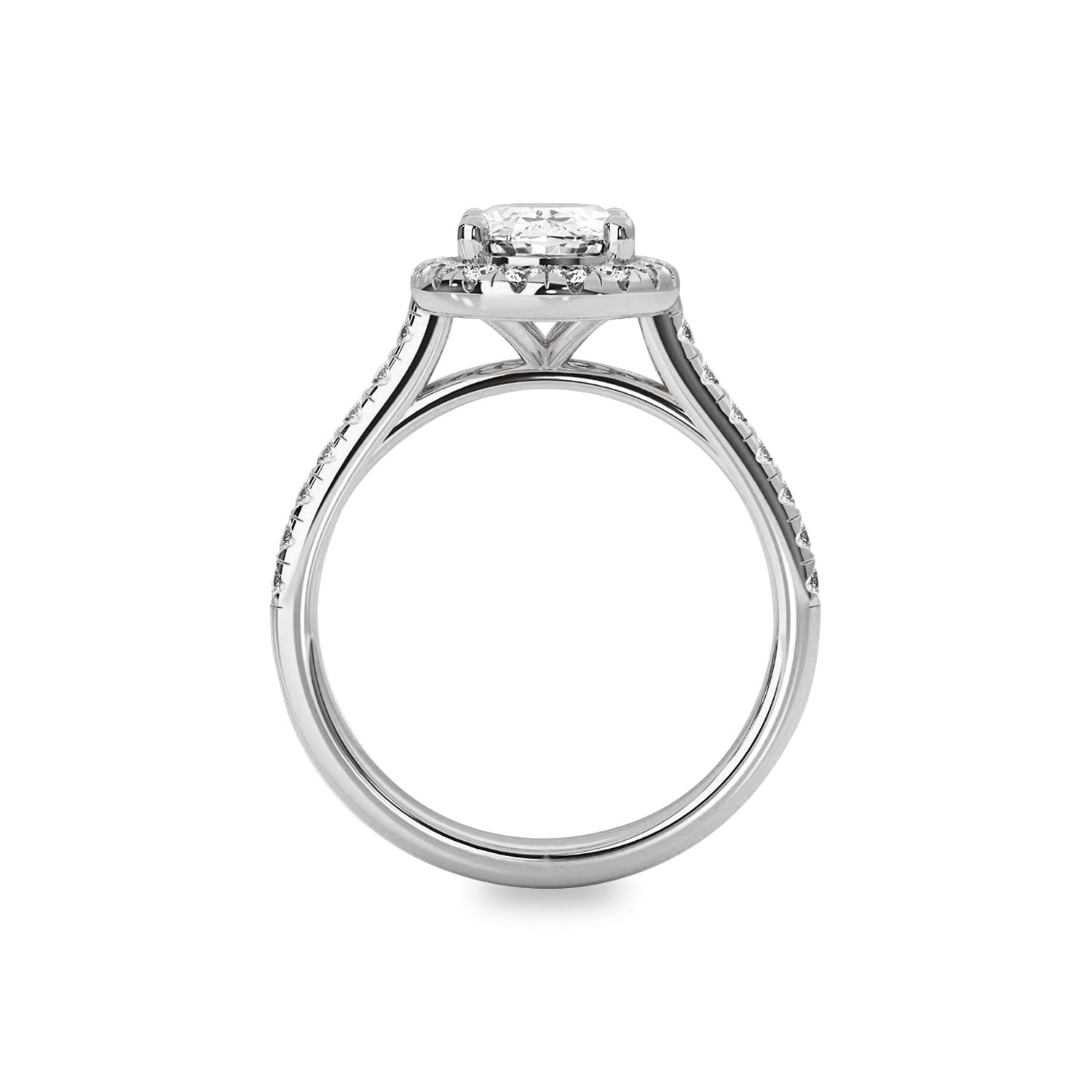 Emily Forever Halo Engagement Ring, Oval Cut With Pavé