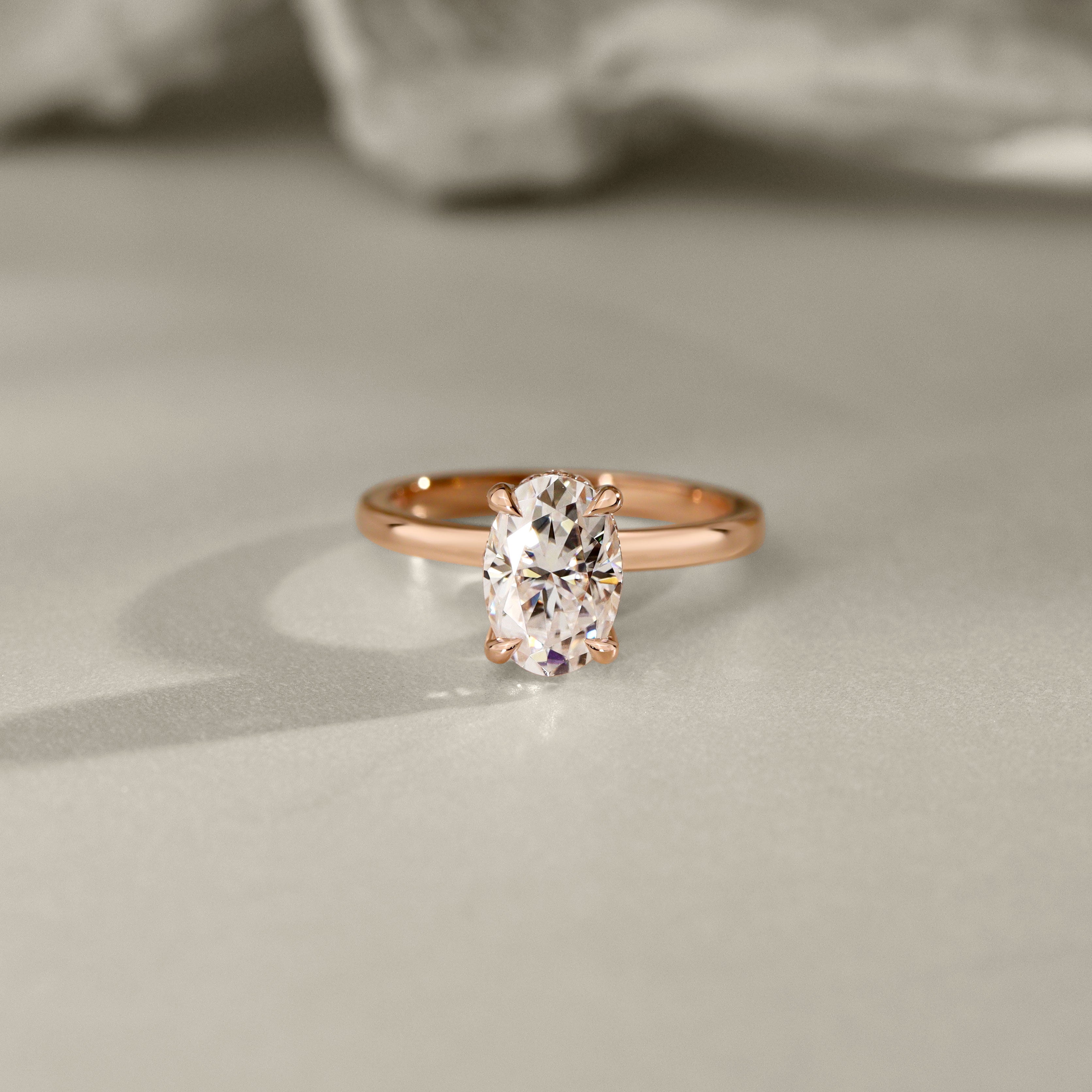Chloe Oval Hidden Halo Engagement Ring, Moissanite/Lab Grown Diamond
