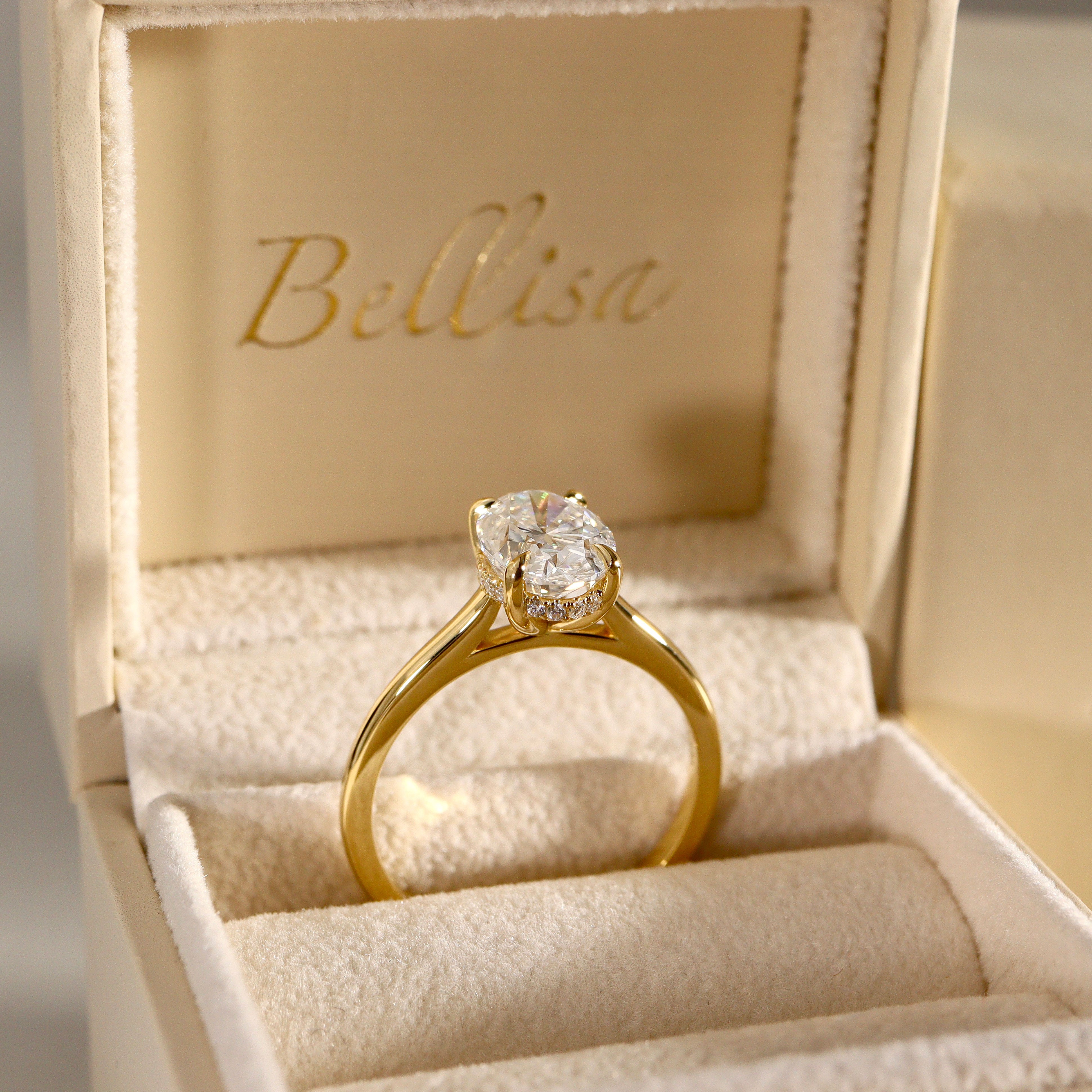 Ivy Oval Hidden Halo Engagement Ring, Moissanite/Lab Grown Diamond