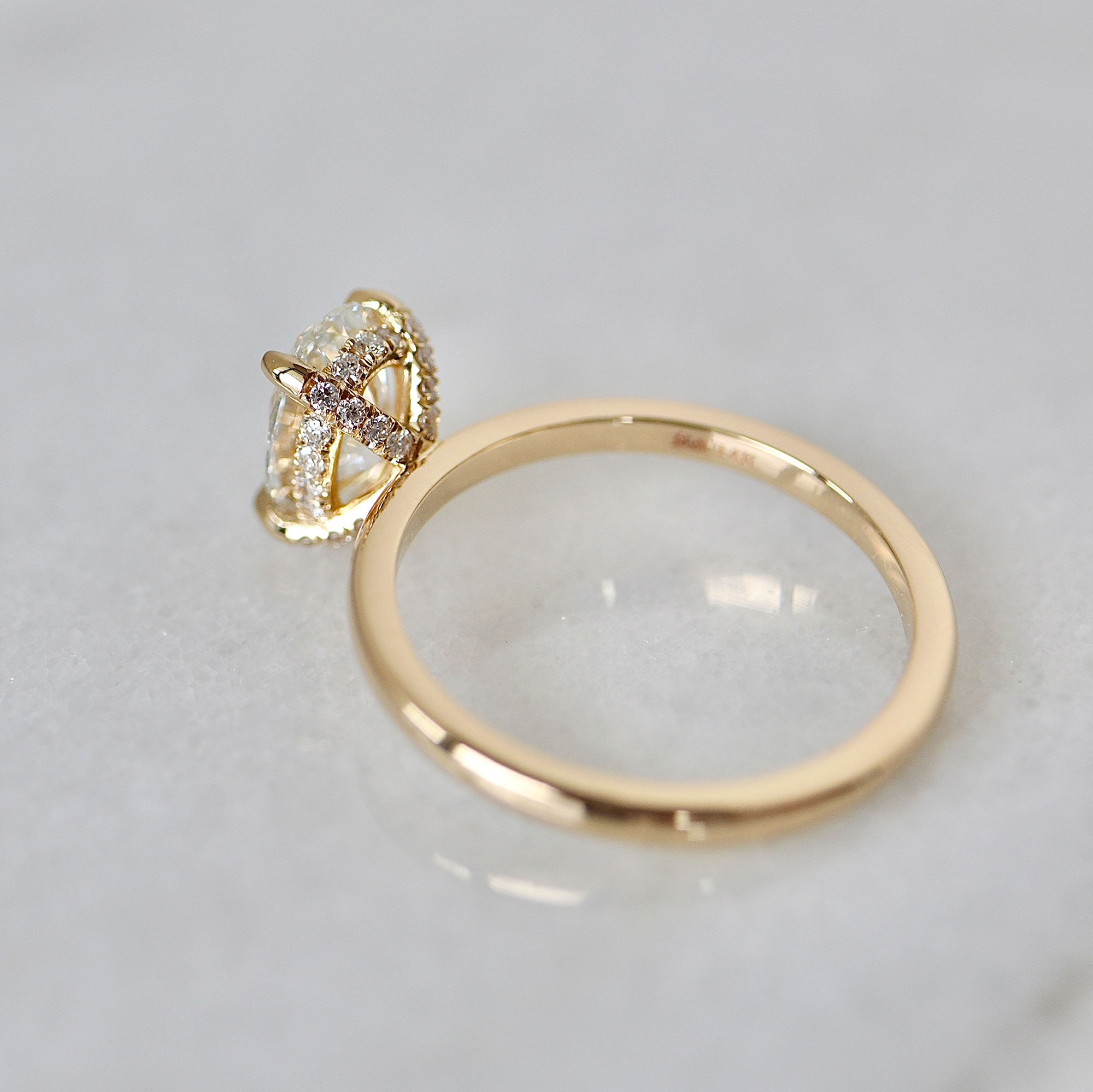 Kamila Oval Cut Pavé Crown Solitaire Engagement Ring, Moissanite/Lab Grown Diamond