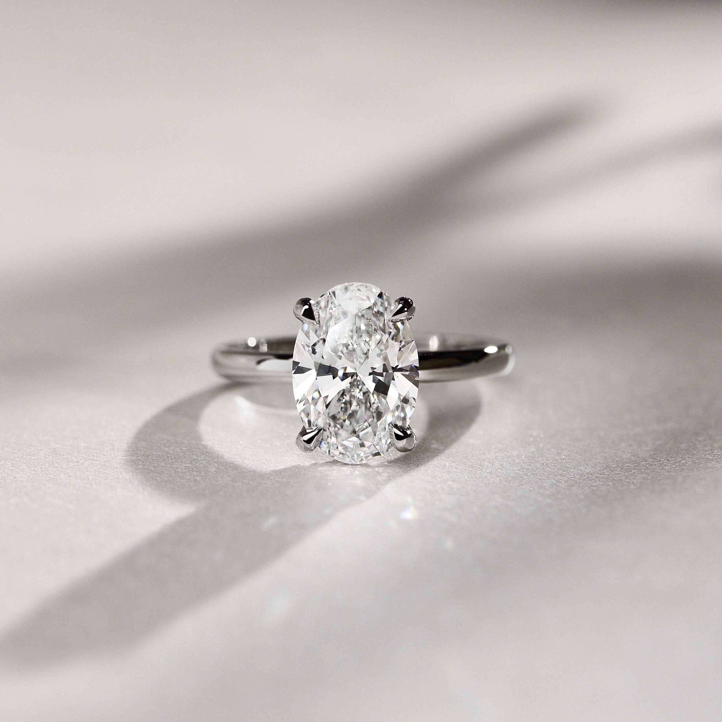 Ivy Oval Hidden Halo Engagement Ring, Moissanite/Lab Grown Diamond