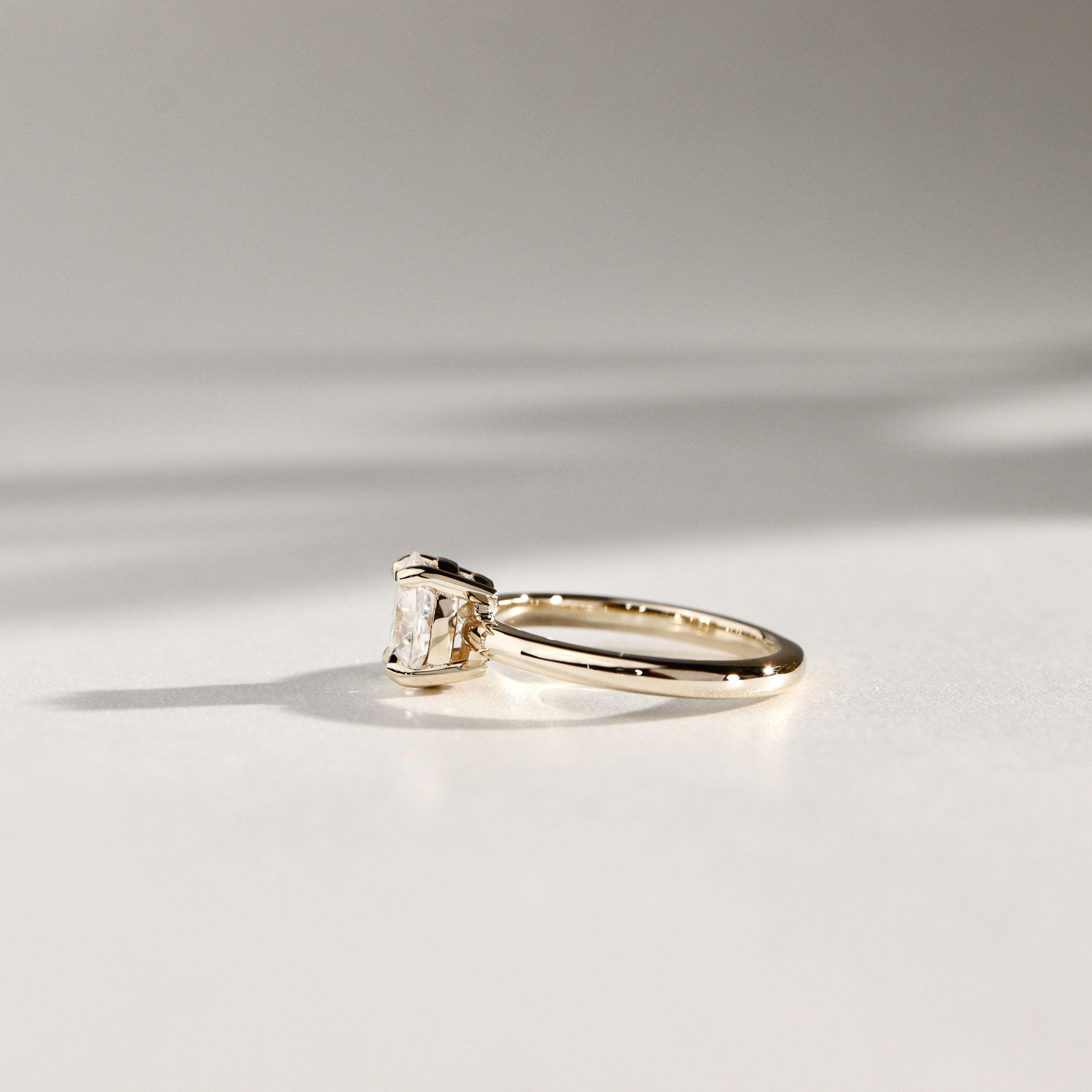 Oval Purity Petal Solitaire Engagement Ring, Moissanite/Lab Grown Diamond