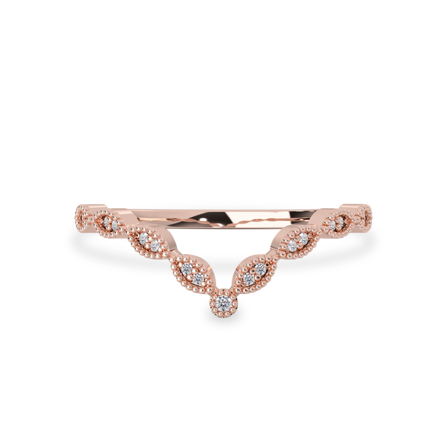 1920s Milgrain Marquise Dot V Curved Eternity Ring