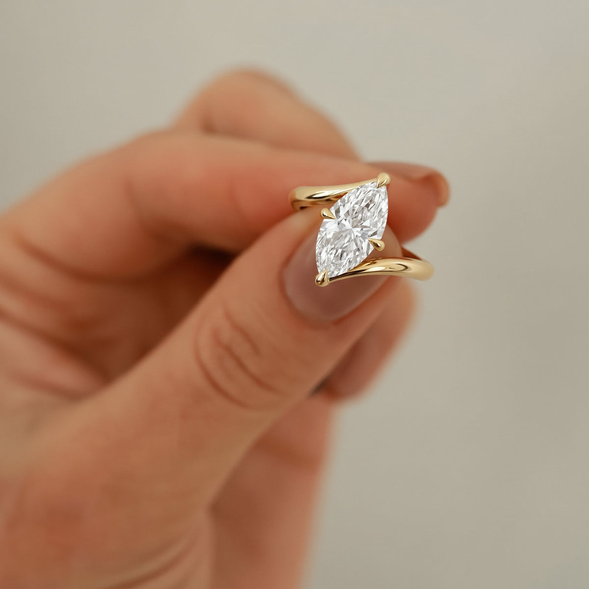 Selene Marquise Cut Bypass Solitaire Engagement Ring