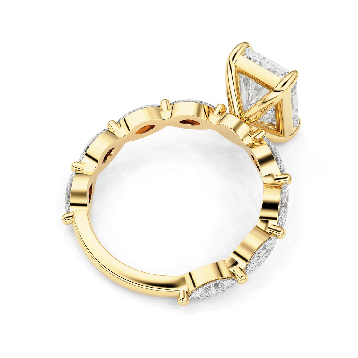 Marielle Emerald Cut Marquise Diamond Band Engagement Ring
