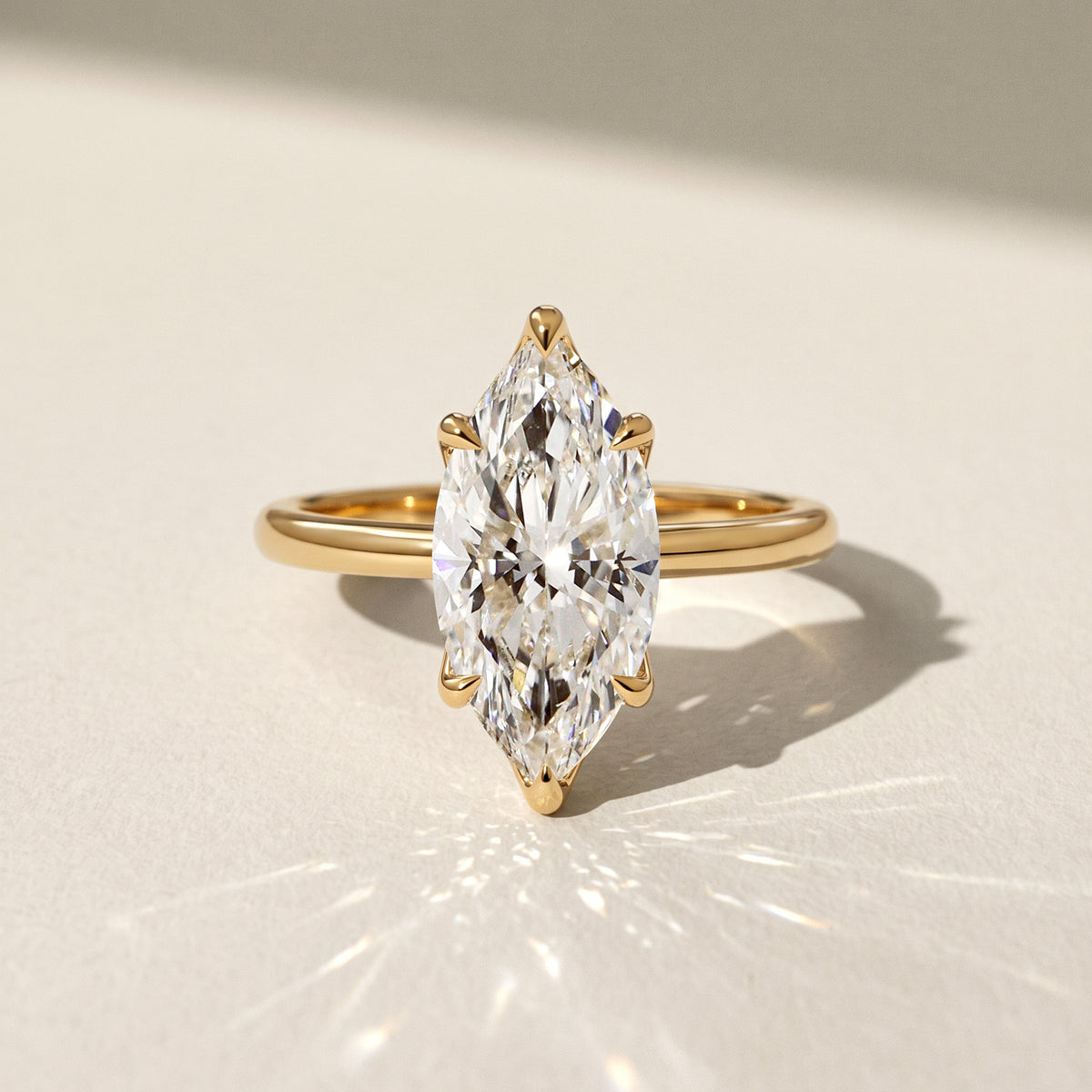 Marquise Purity Petal Solitaire Cathedral Engagement Ring