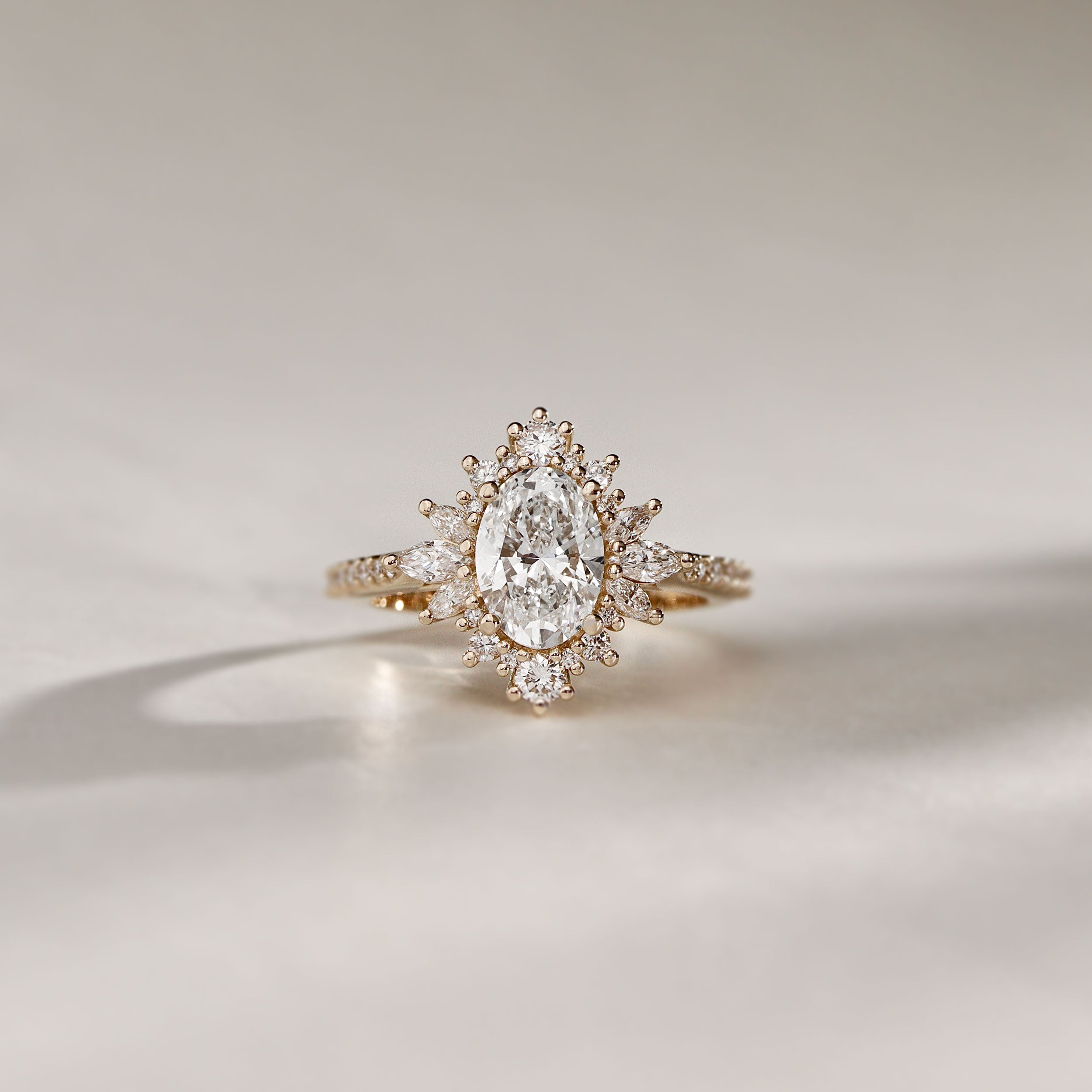 Mila Wings Halo Engagement Ring, Oval With Accent