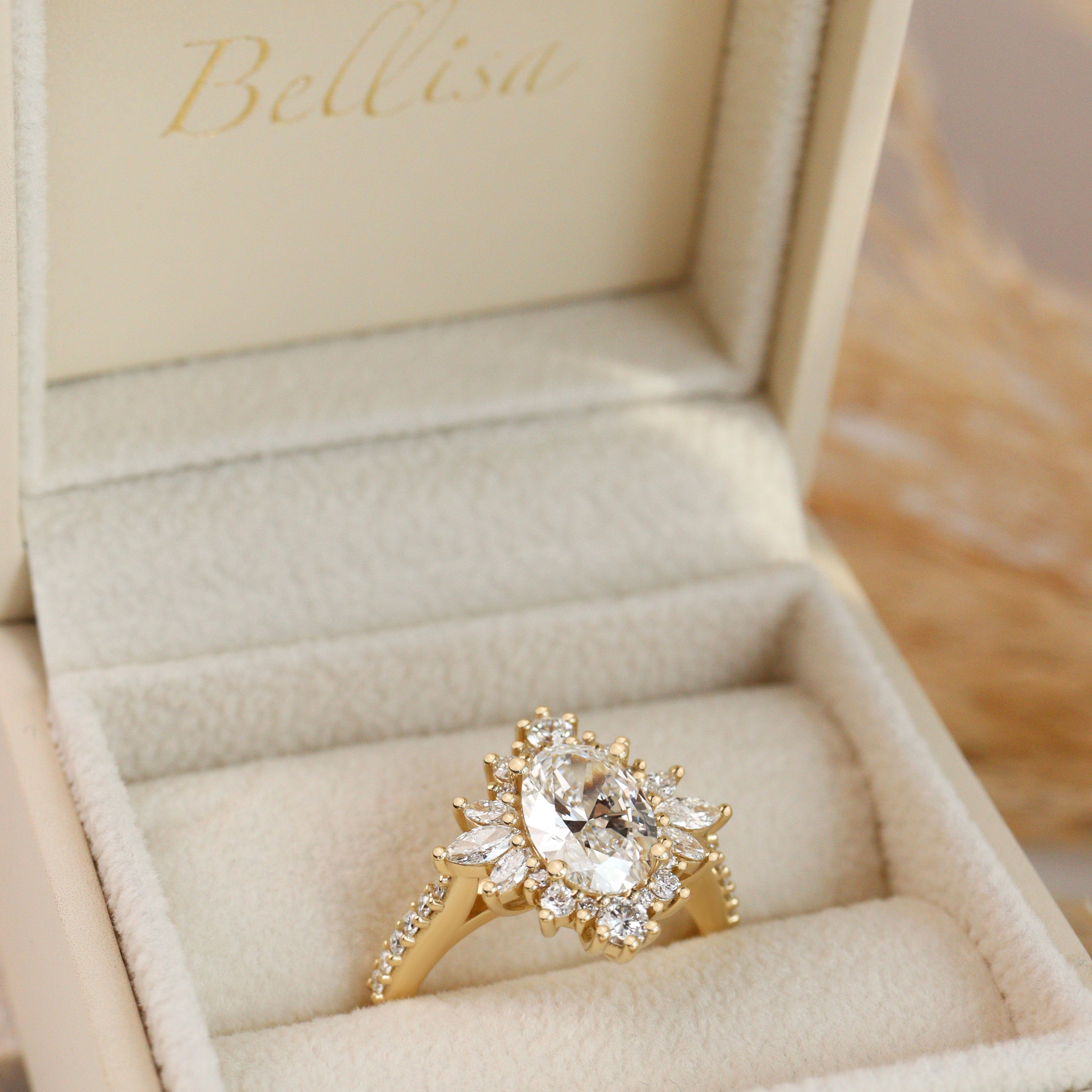 Mila Wings Halo Engagement Ring, Oval With Accent