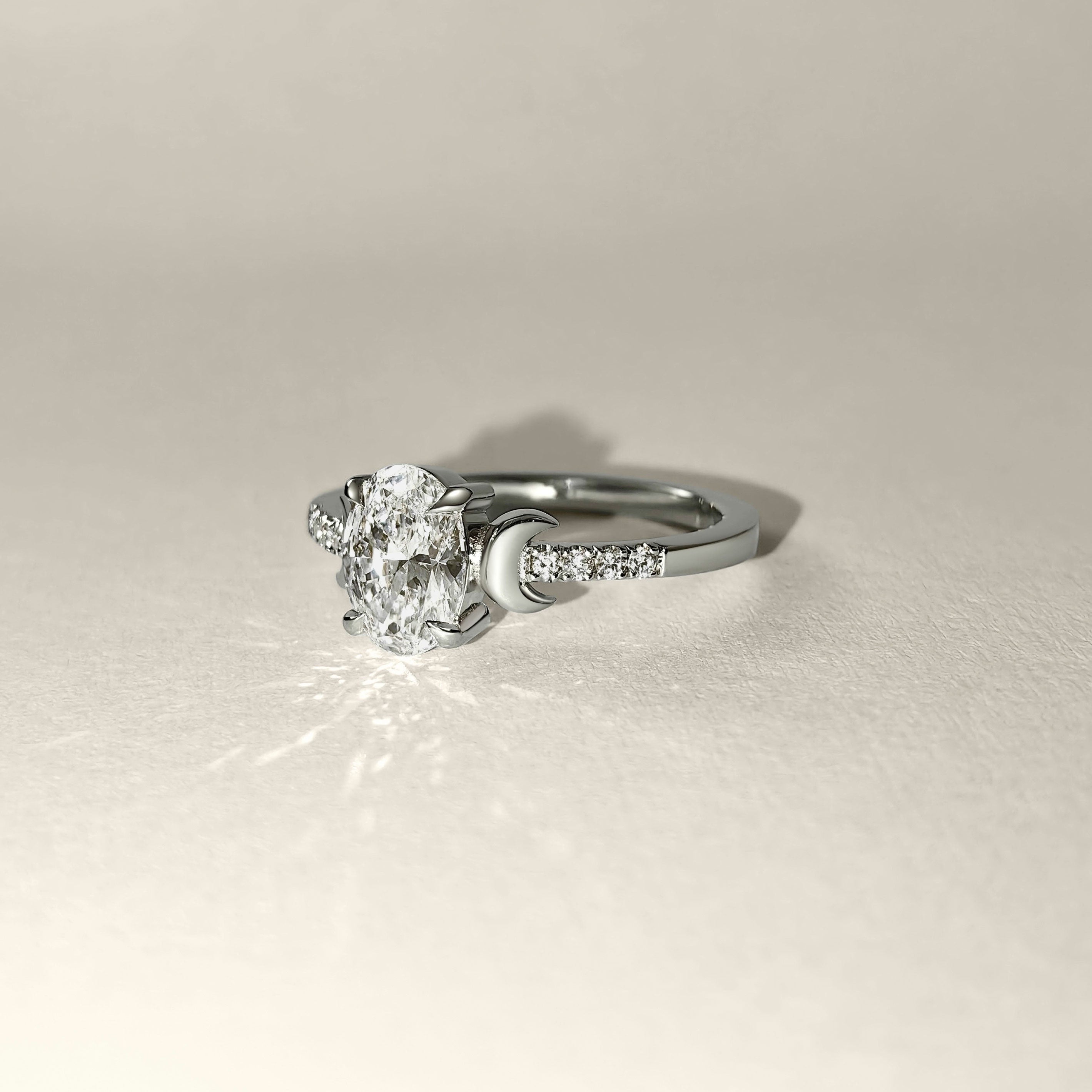 Whistler Moon Engagement Ring, Oval Brilliant With Pavé