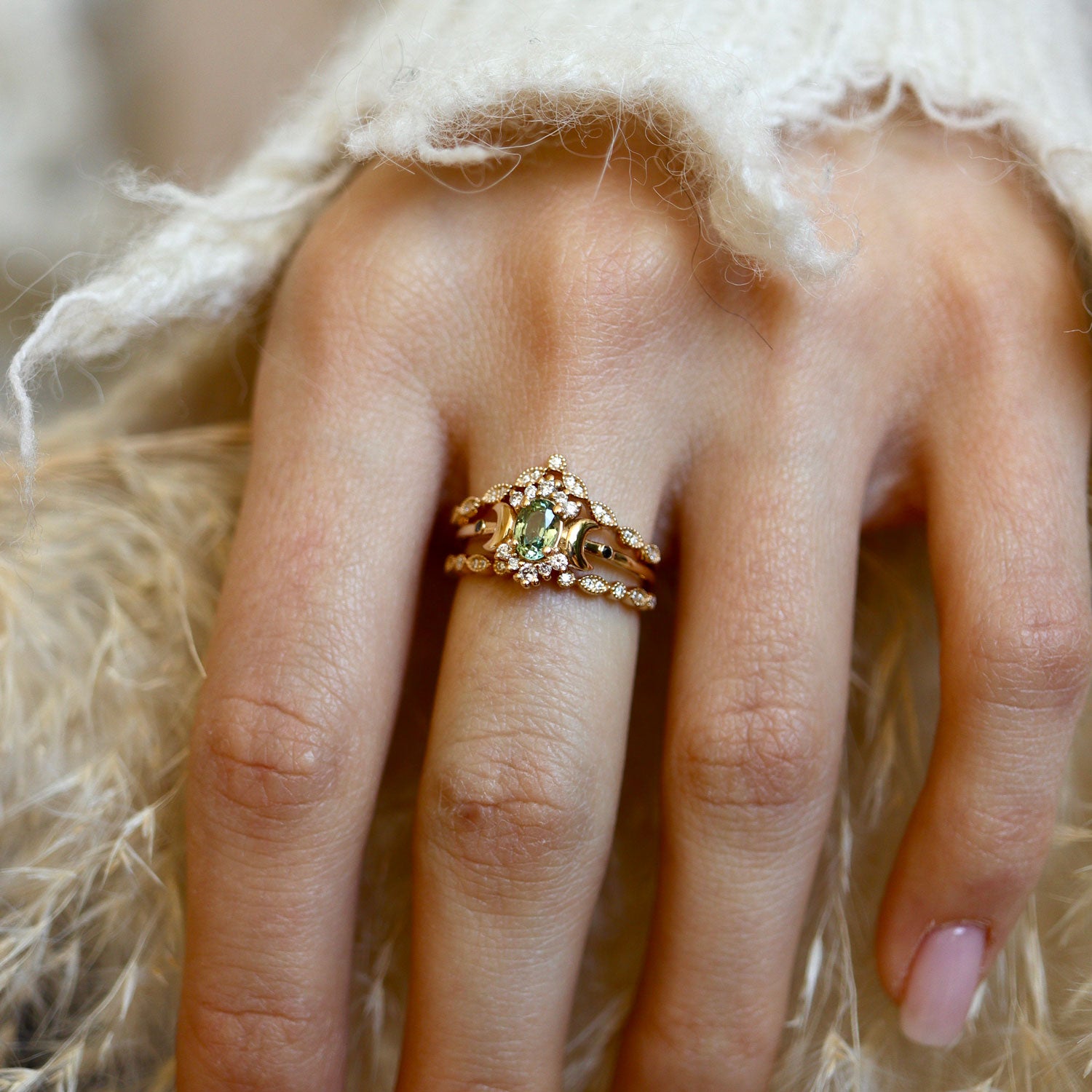 1920s Milgrain Marquise Dot V Curved Eternity Ring