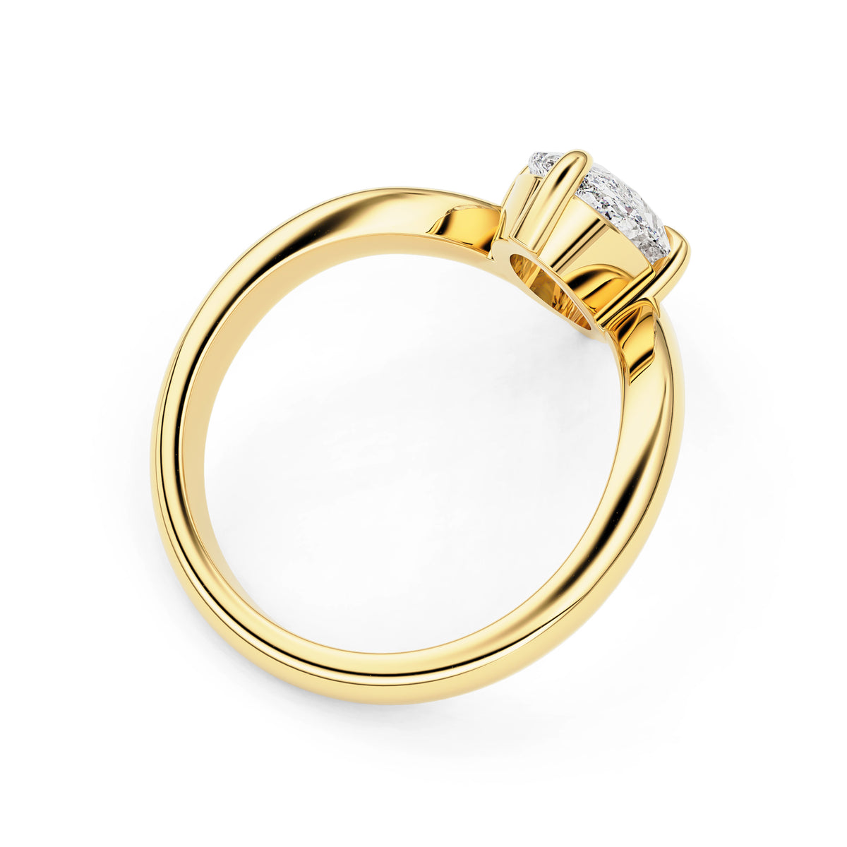 Vela Moval Offset V-Band Solitaire Engagement Ring