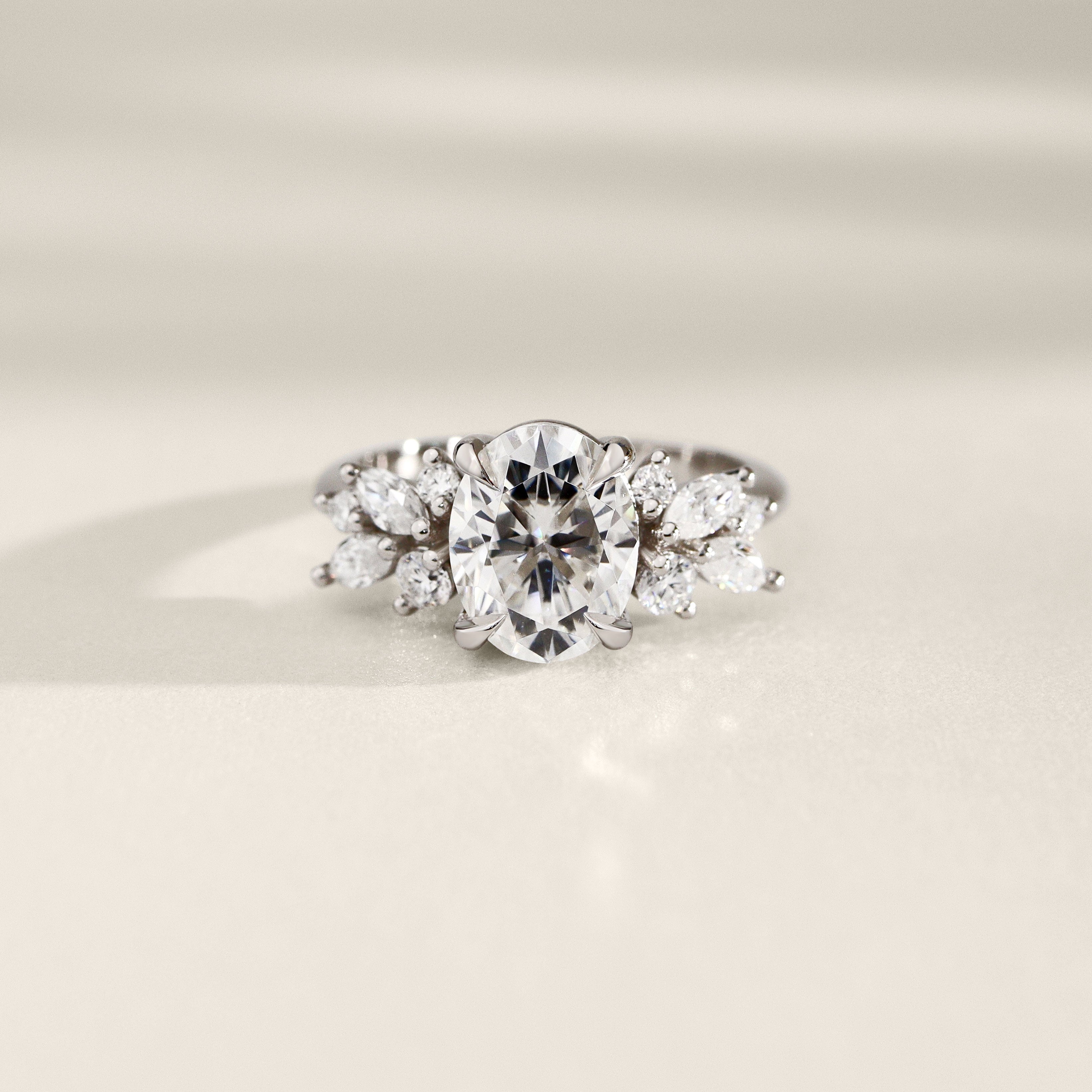 Oval Anna's Dream Engagement Ring, Oval Brilliant With Marquise