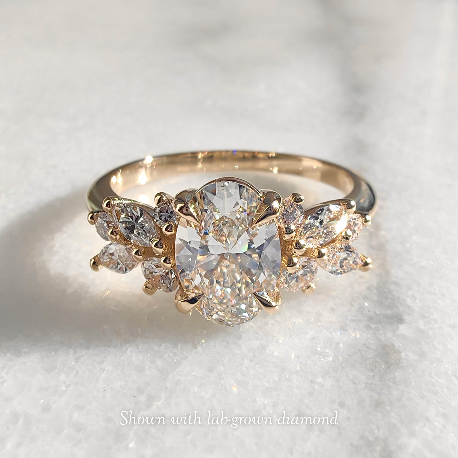 Oval Anna's Dream Engagement Ring, Oval Brilliant With Marquise