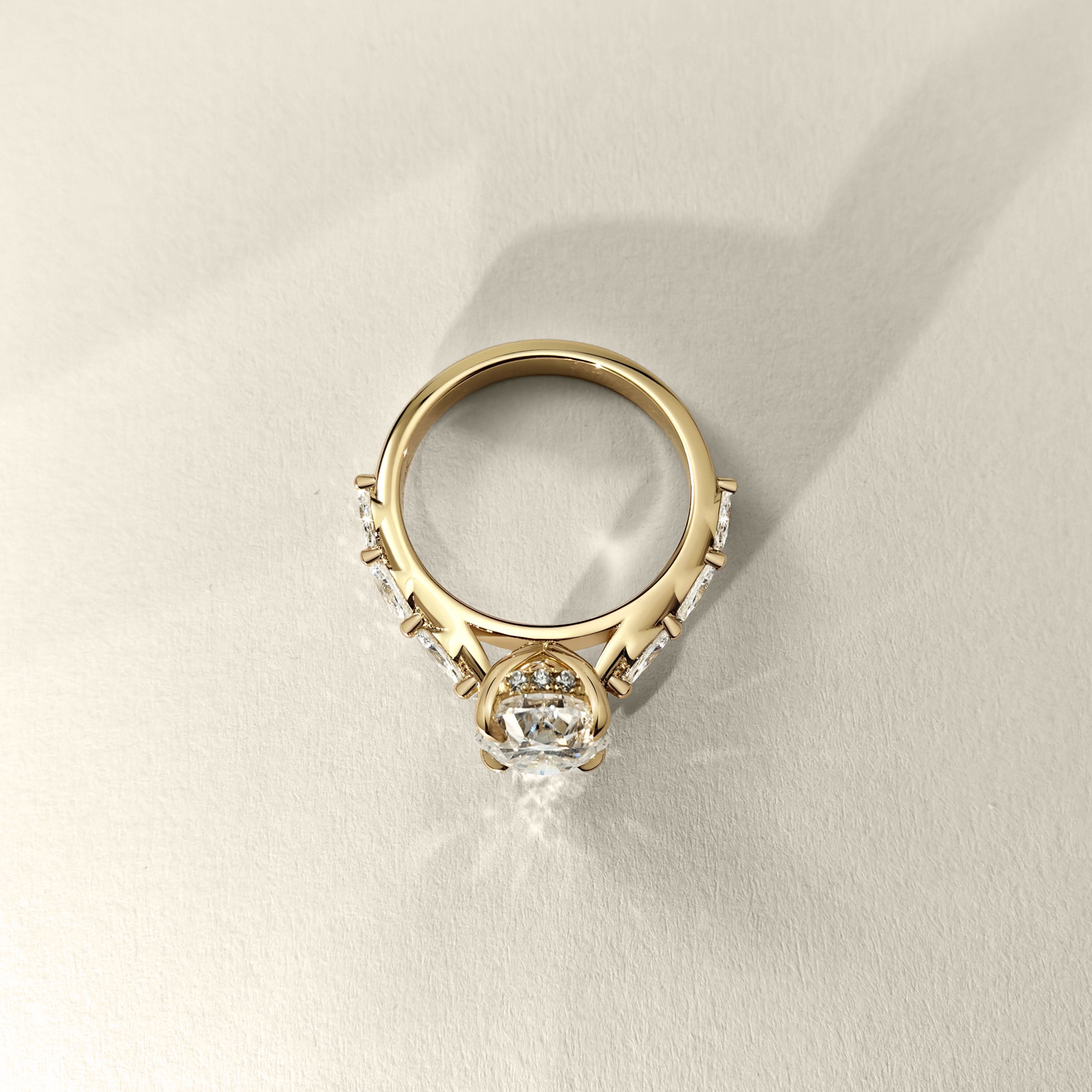 Emilia Oval Cut Marquise Band Engagement Ring, Moissanite/Lab Grown Diamond