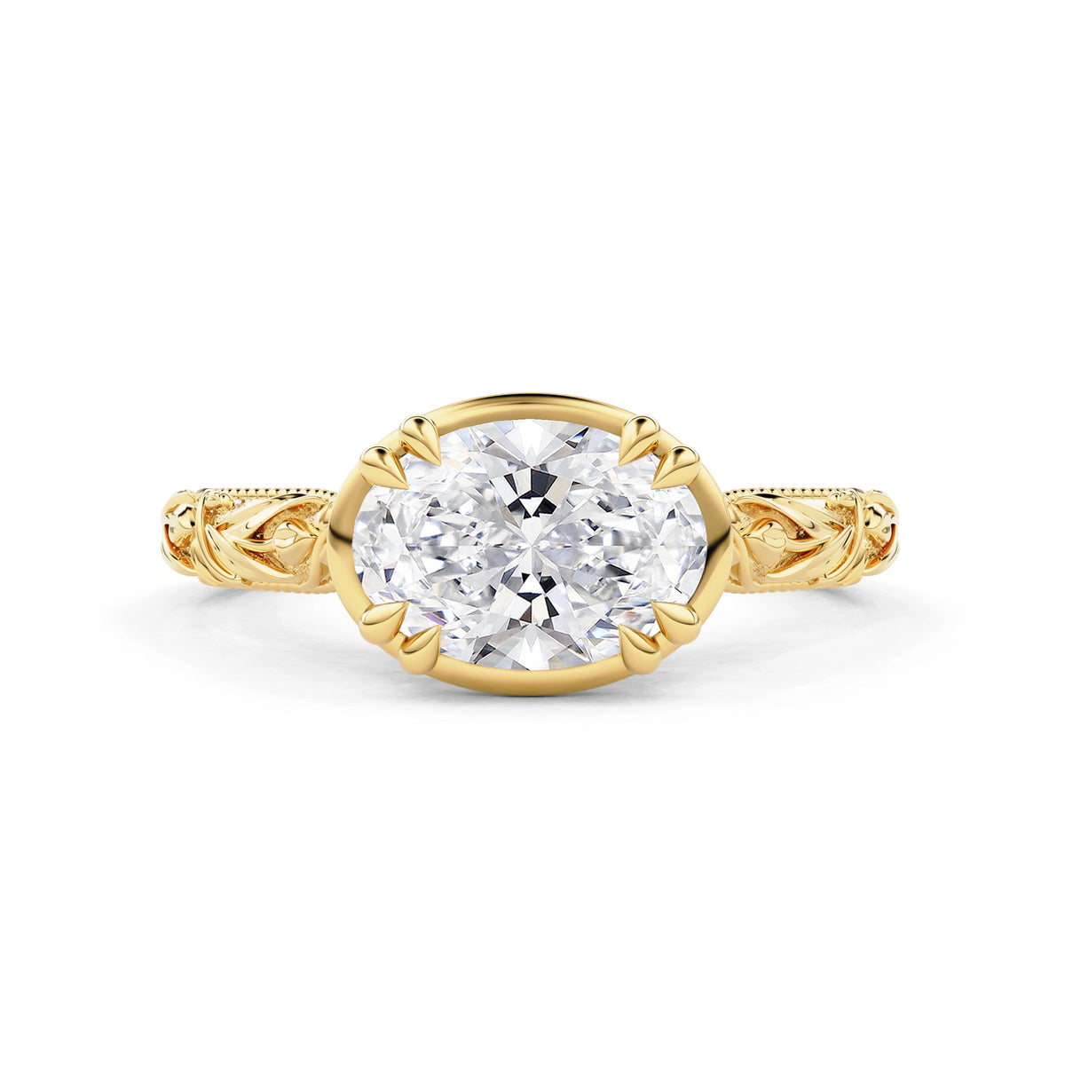 Florienne East West Oval Tulip Cathedral Engagement Ring