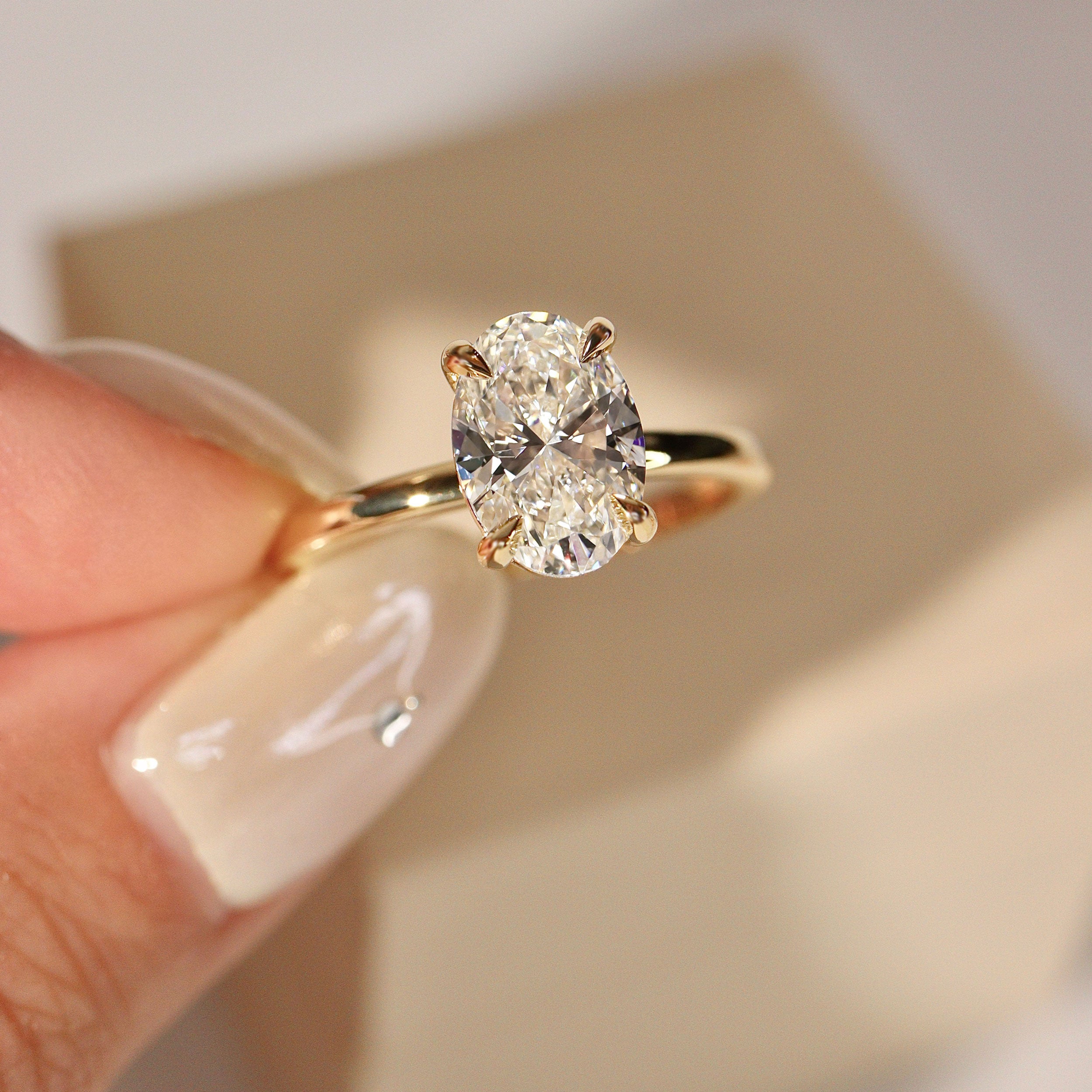 Kamila Oval Pavé Crown Engagement Ring, Moissanite/Lab Grown Diamond