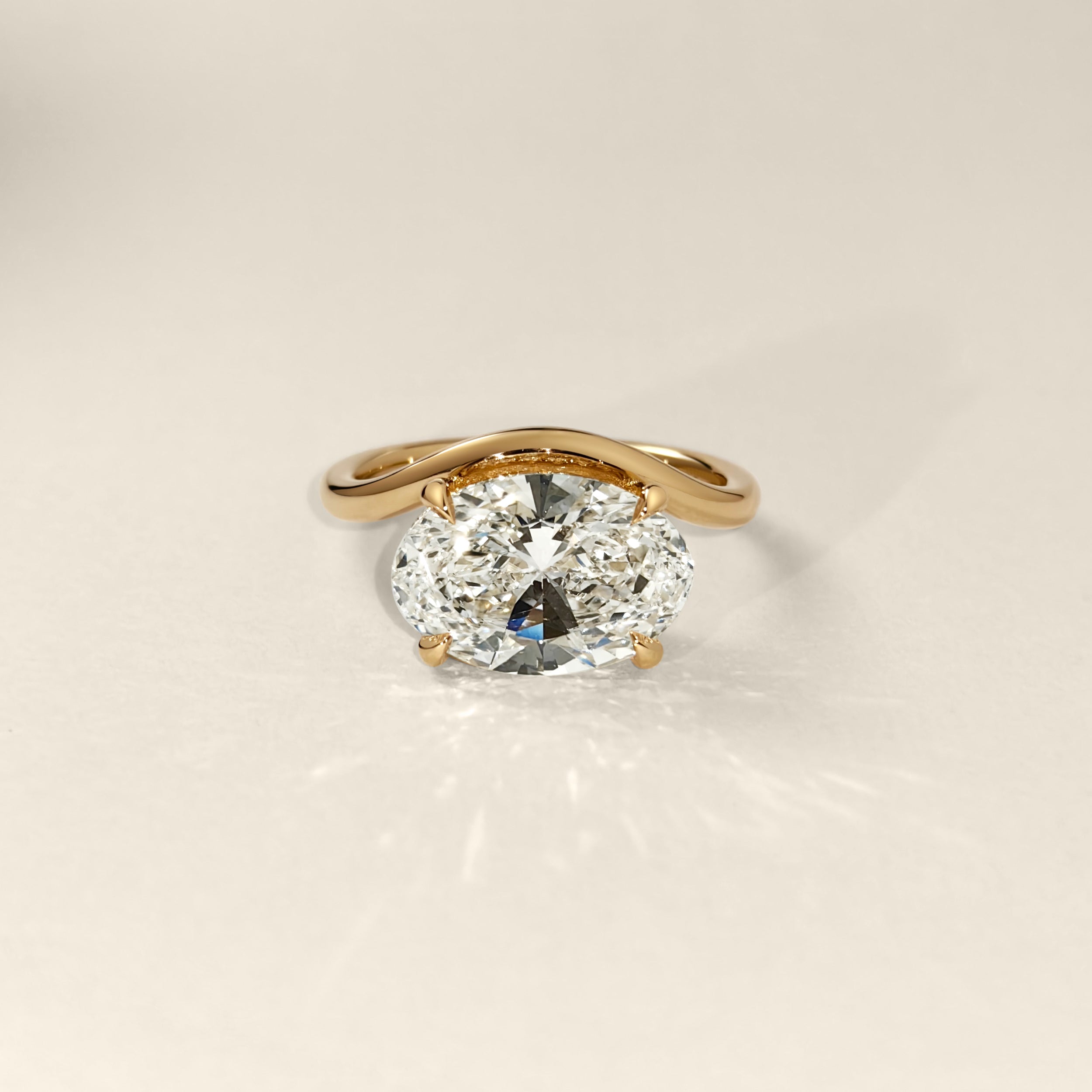 Orla Curved Band Solitaire Engagement Ring, Oval Cut