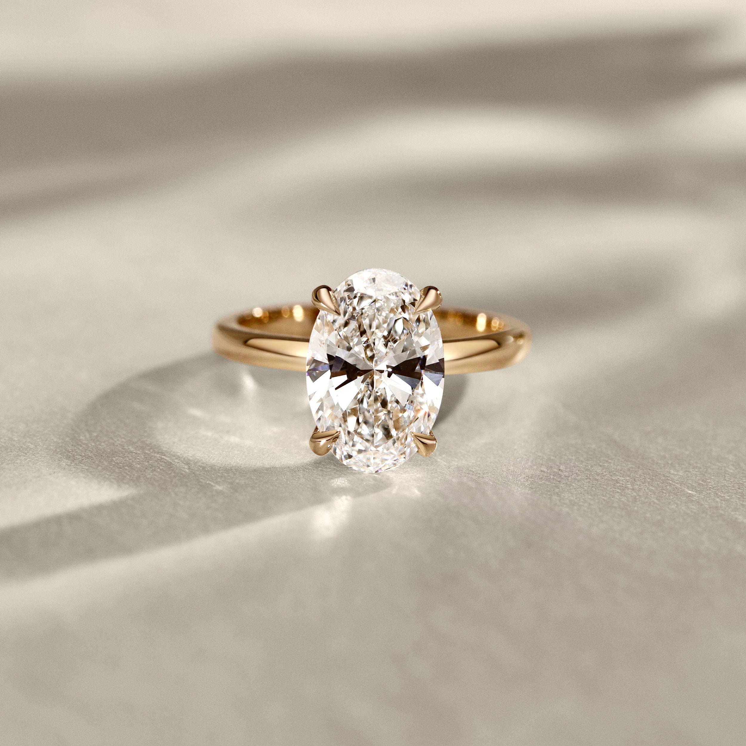 Kamila Oval Cut Pavé Crown Solitaire Engagement Ring, Moissanite/Lab Grown Diamond