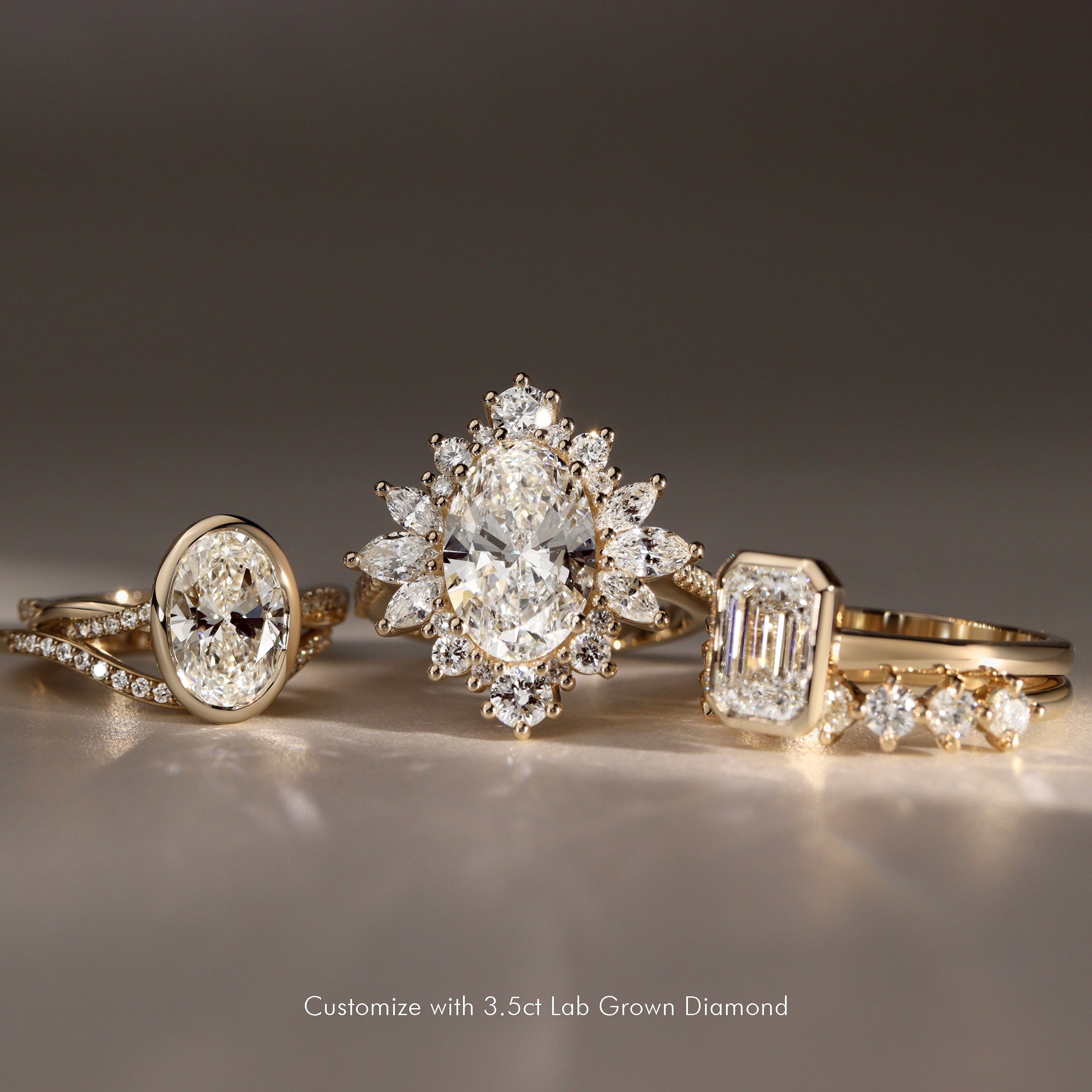 Mila Wings Halo Cluster Engagement Ring, Oval With Accent