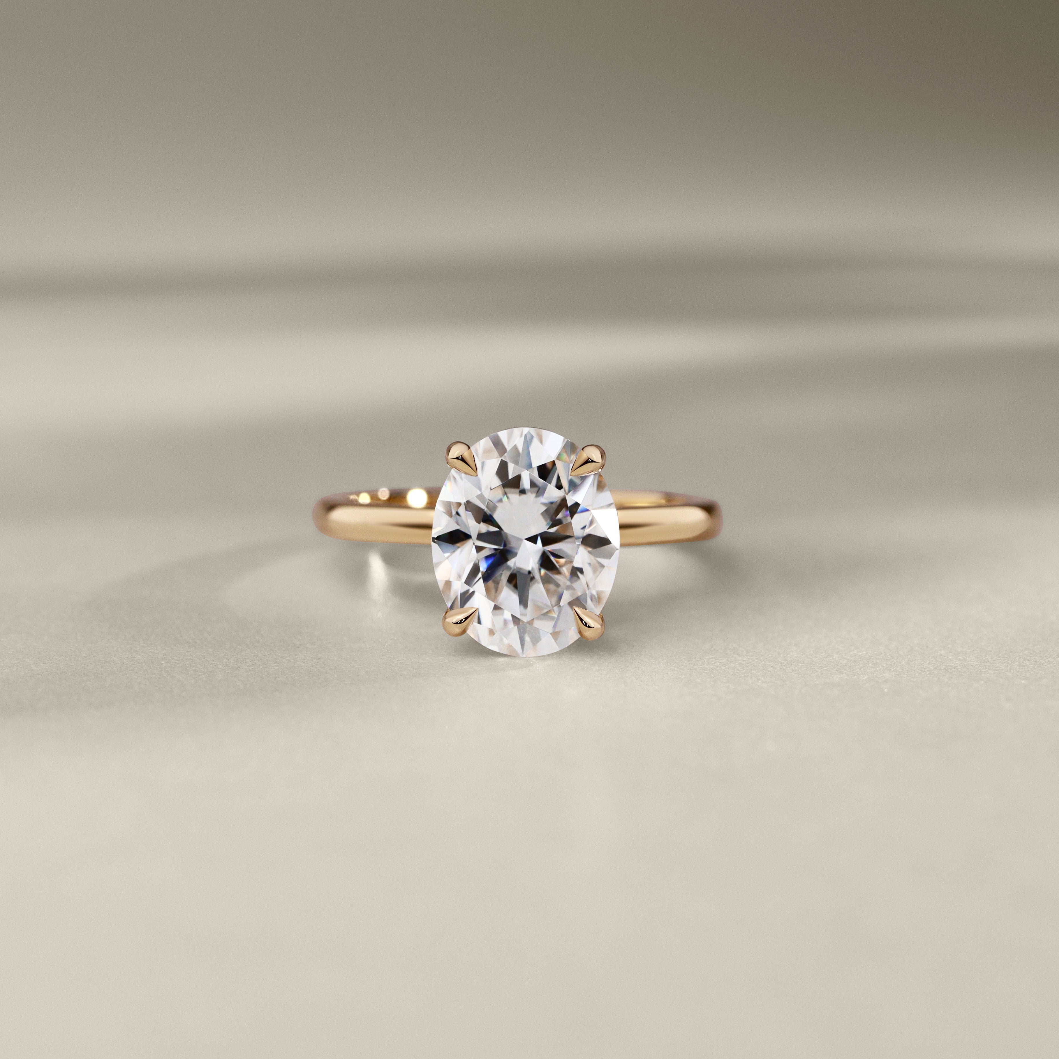 Chloe Oval Hidden Halo Engagement Ring, Moissanite/Lab Grown Diamond