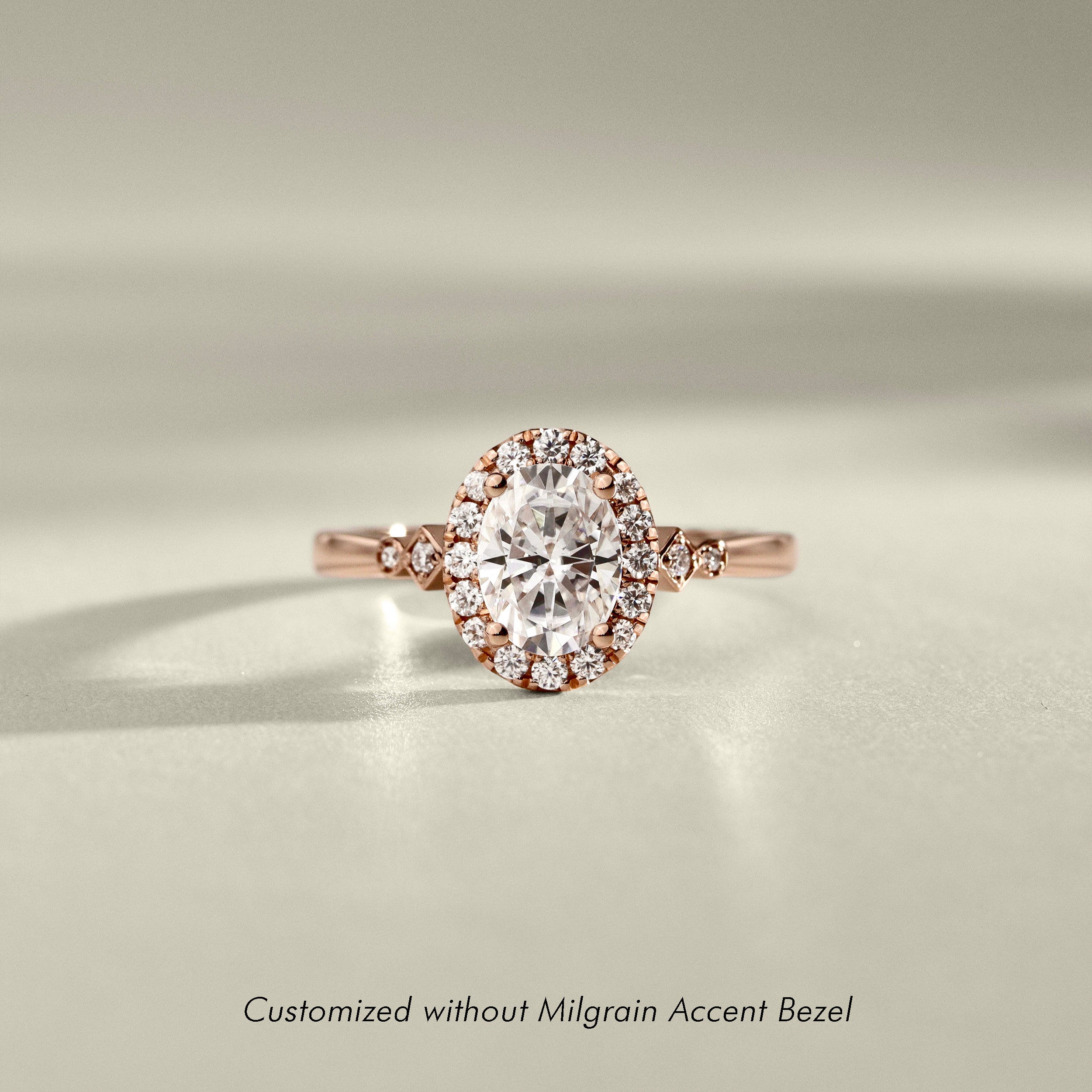 Viola Oval Halo Milgrain Cathedral Engagement Ring, Moissanite/Lab Diamond