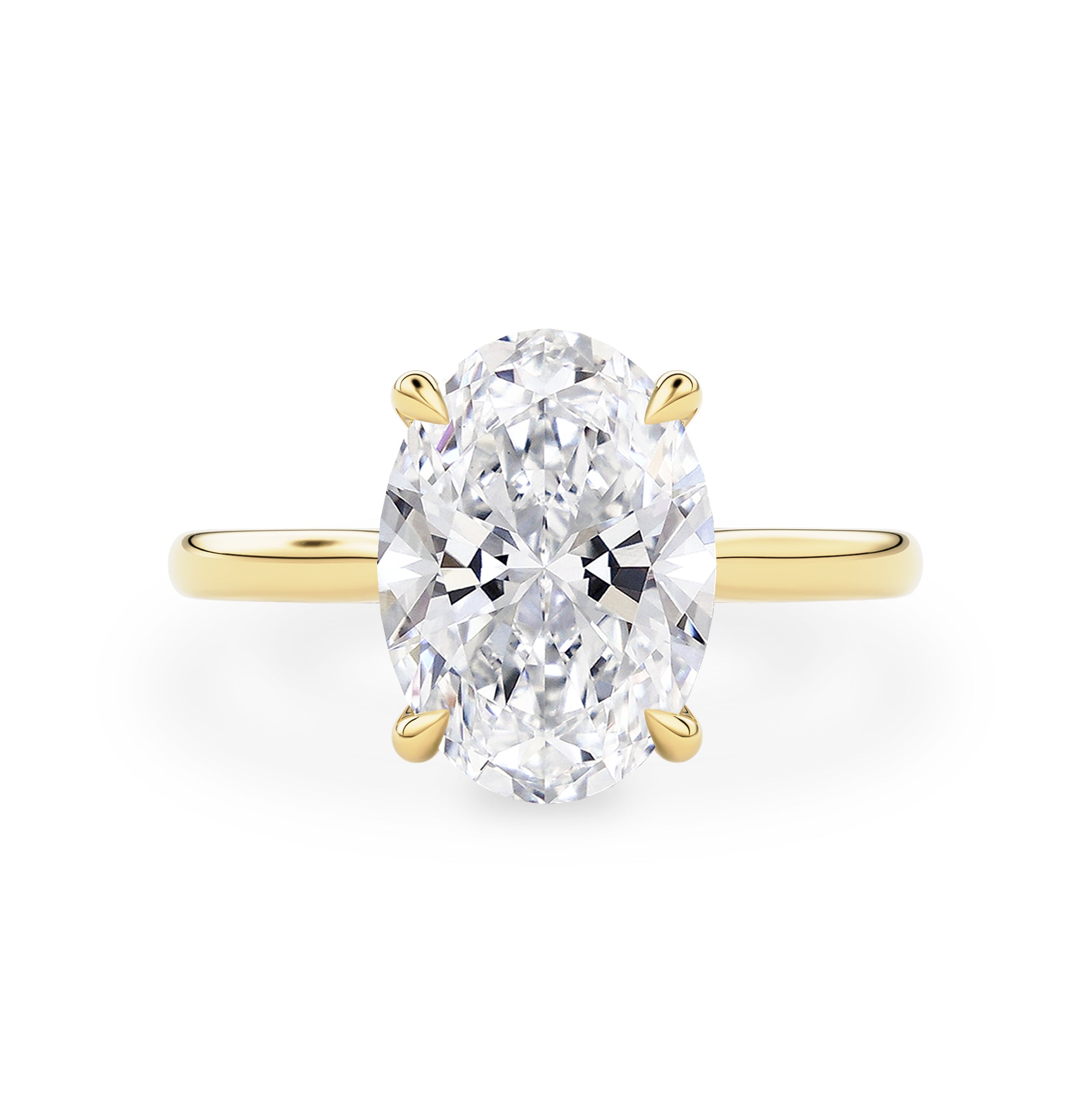 Rosalie Oval Hidden Halo Cathedral Engagement Ring, with Petal Basket