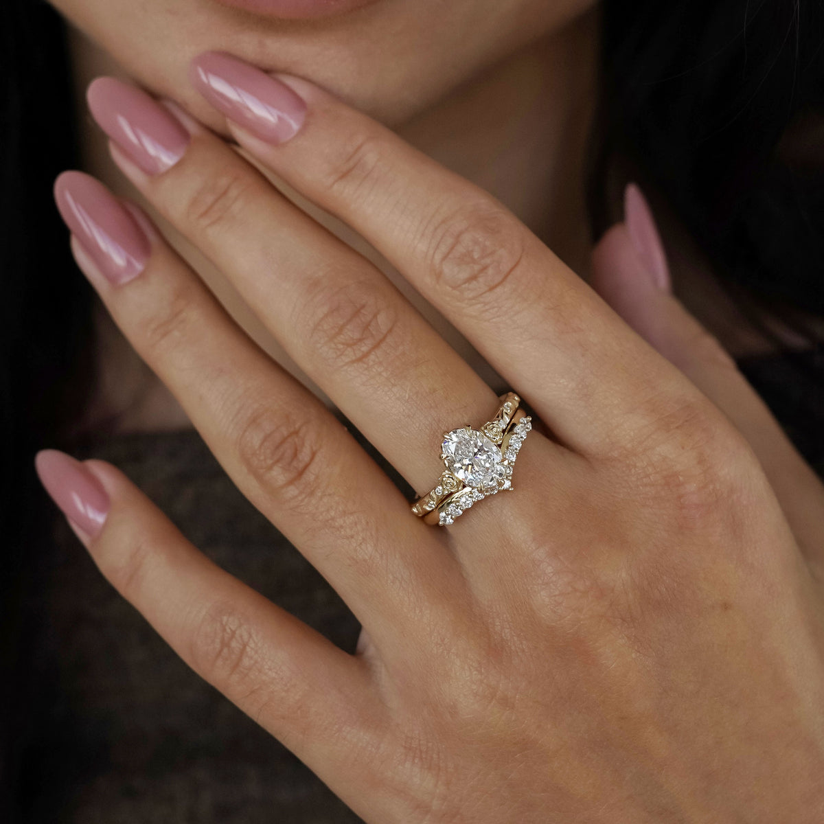 Roselle Oval Floral Engagement Ring with Rose Crown Gallery