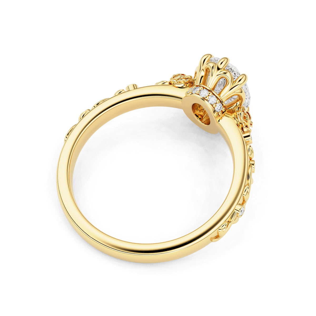 Roselle Oval Floral Engagement Ring with Rose Crown Gallery
