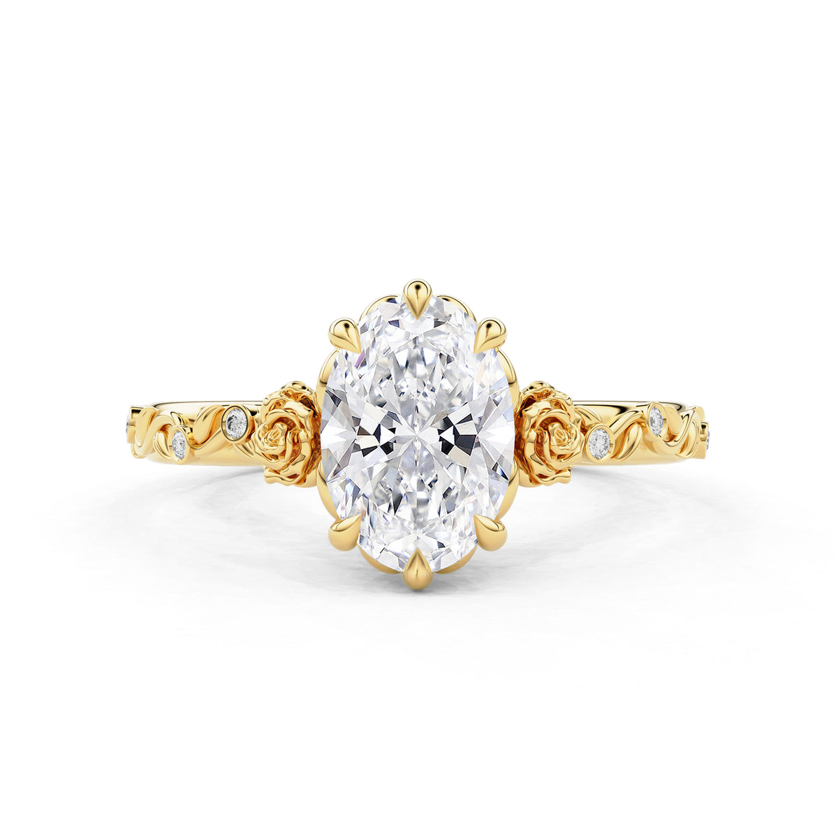 Roselle Oval Floral Engagement Ring with Rose Crown Gallery