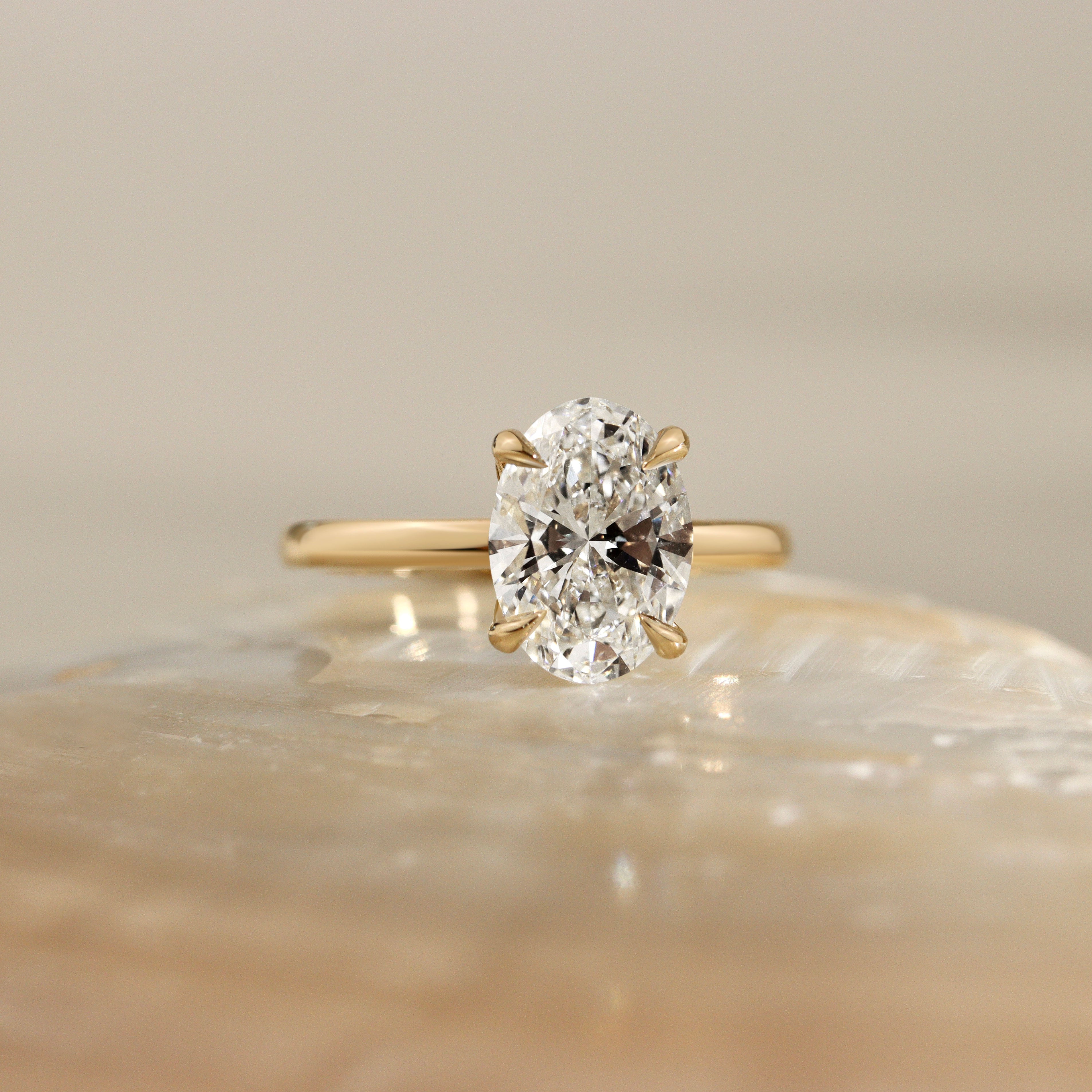 Ivy Oval Hidden Halo Engagement Ring, Moissanite/Lab Grown Diamond