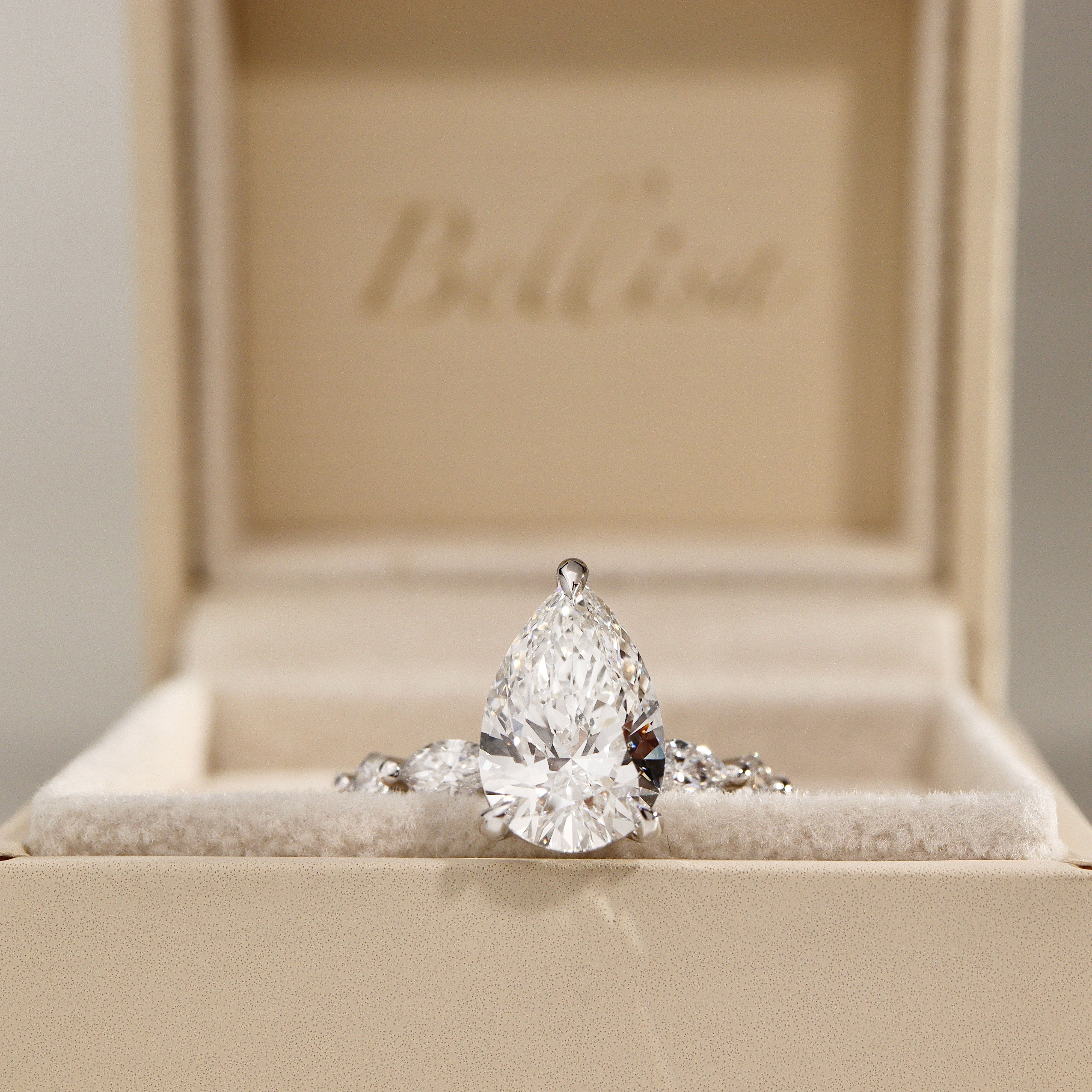 Victoria Pear Marquise Round Band Engagement Ring, Moissanite/Lab Diamond