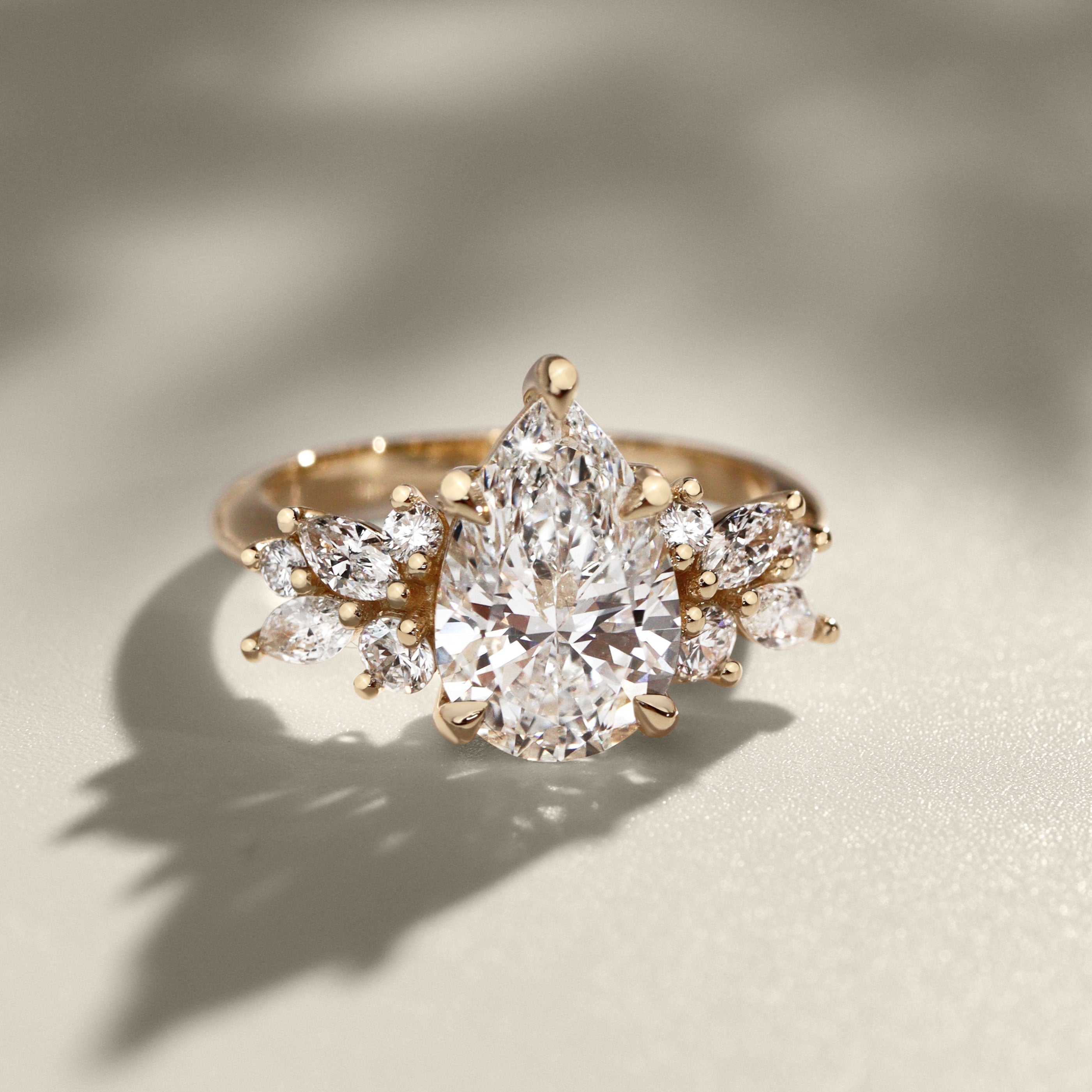 Pear Anna's Dream Engagement Ring, Pear With Marquise