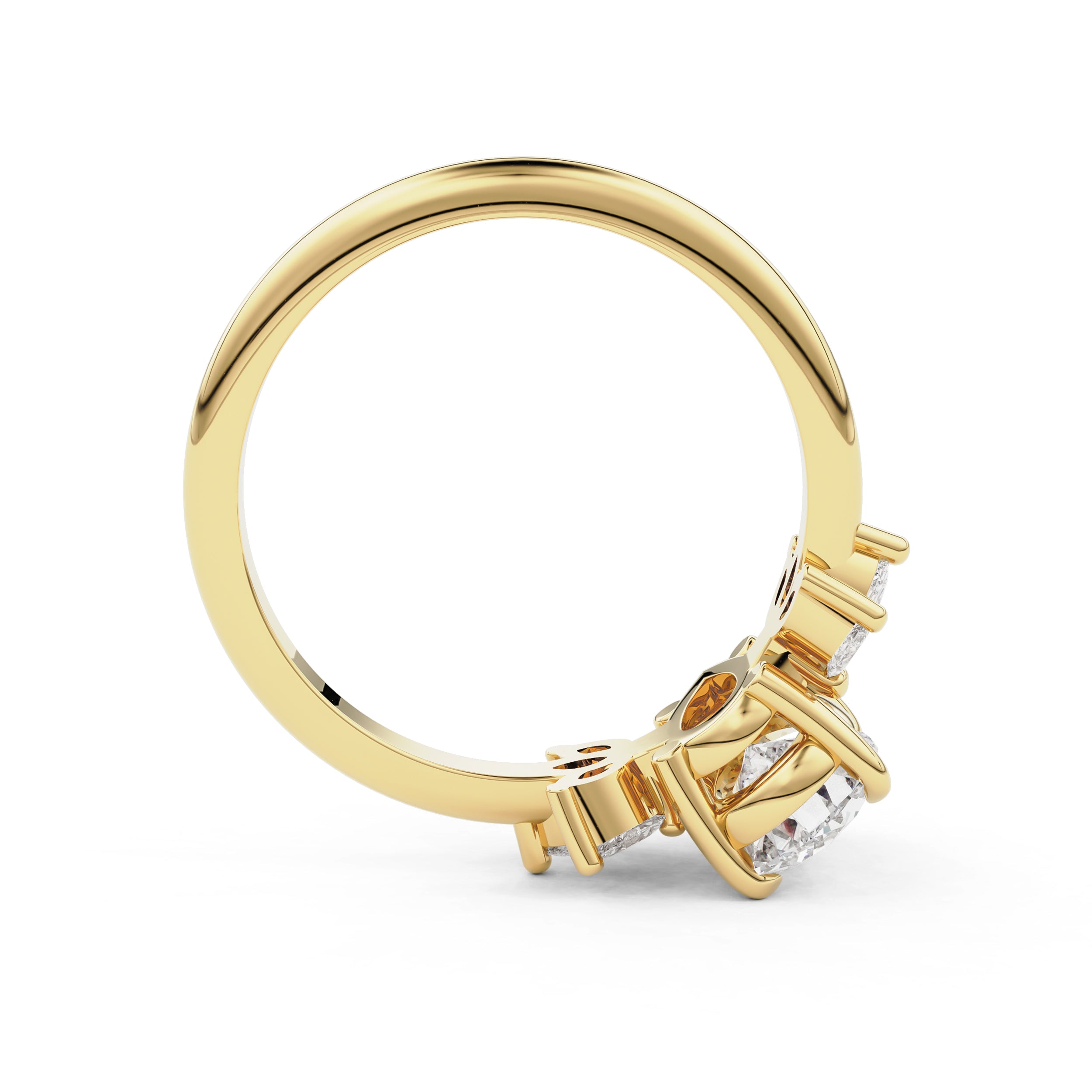 Wings of Love Pear Cut Marquise Cluster Engagement Ring