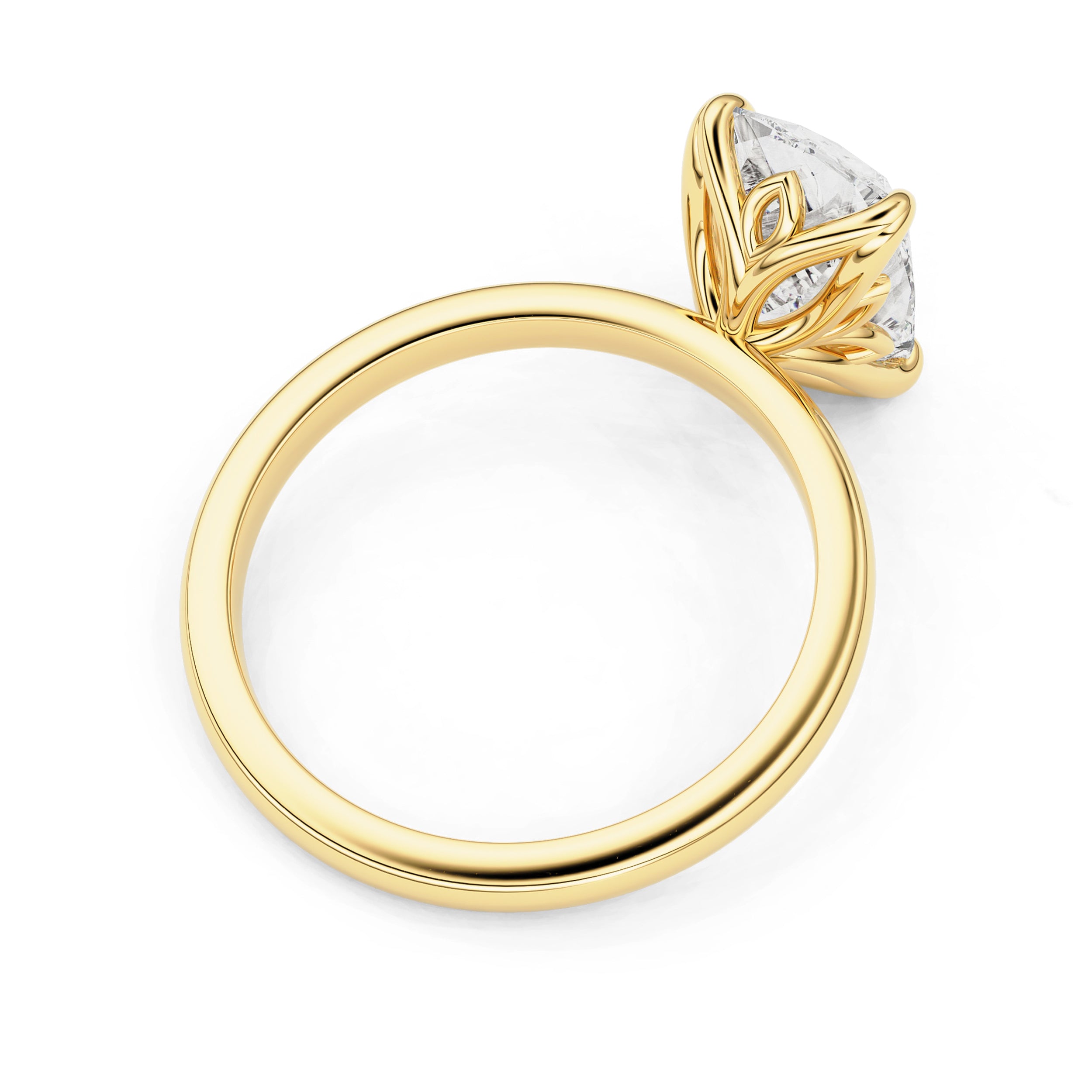 Elara Elongated Cushion Petal Solitaire Engagement Ring