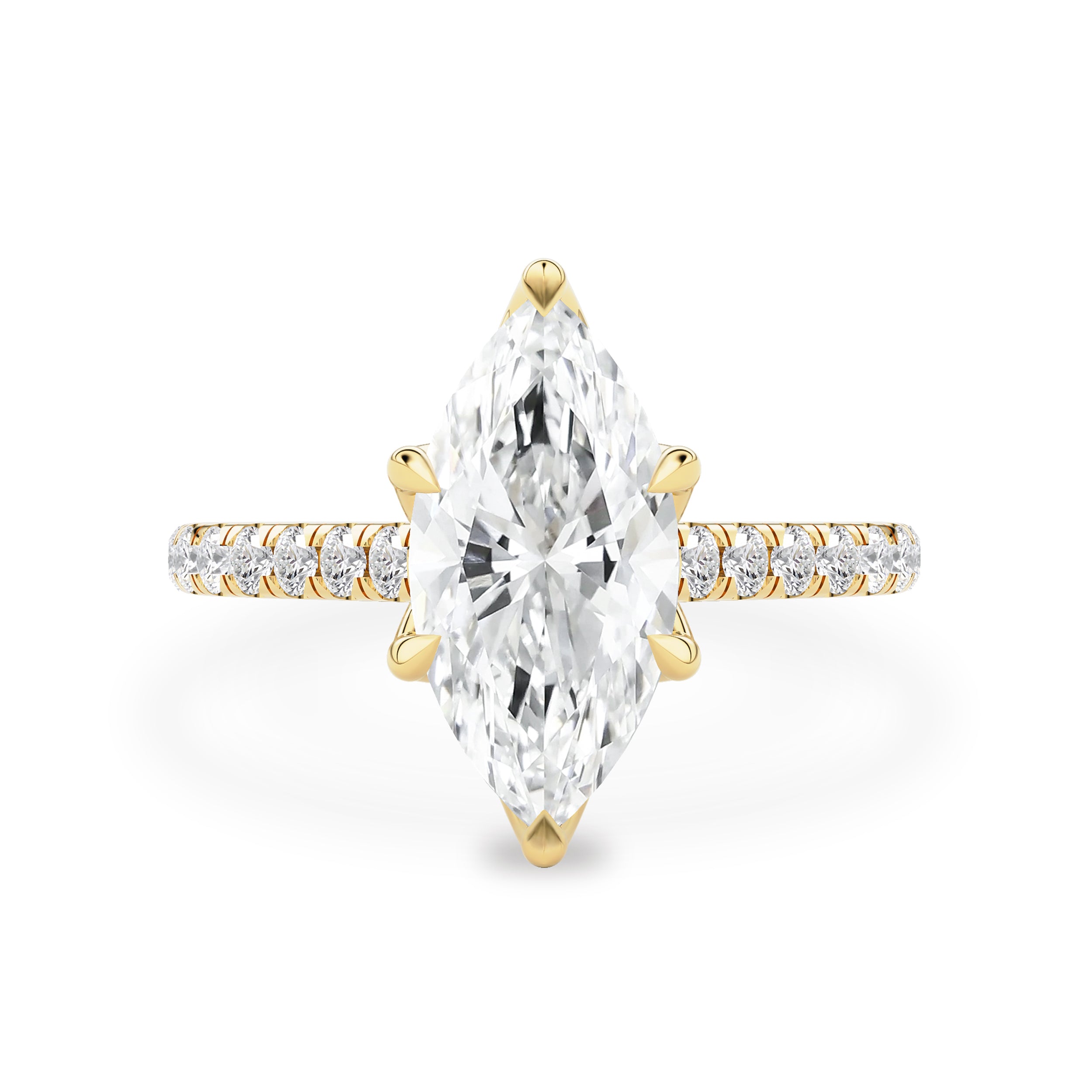 Marquise Purity Petal Cathedral Engagement Ring, Moissanite/Lab Grown Diamond