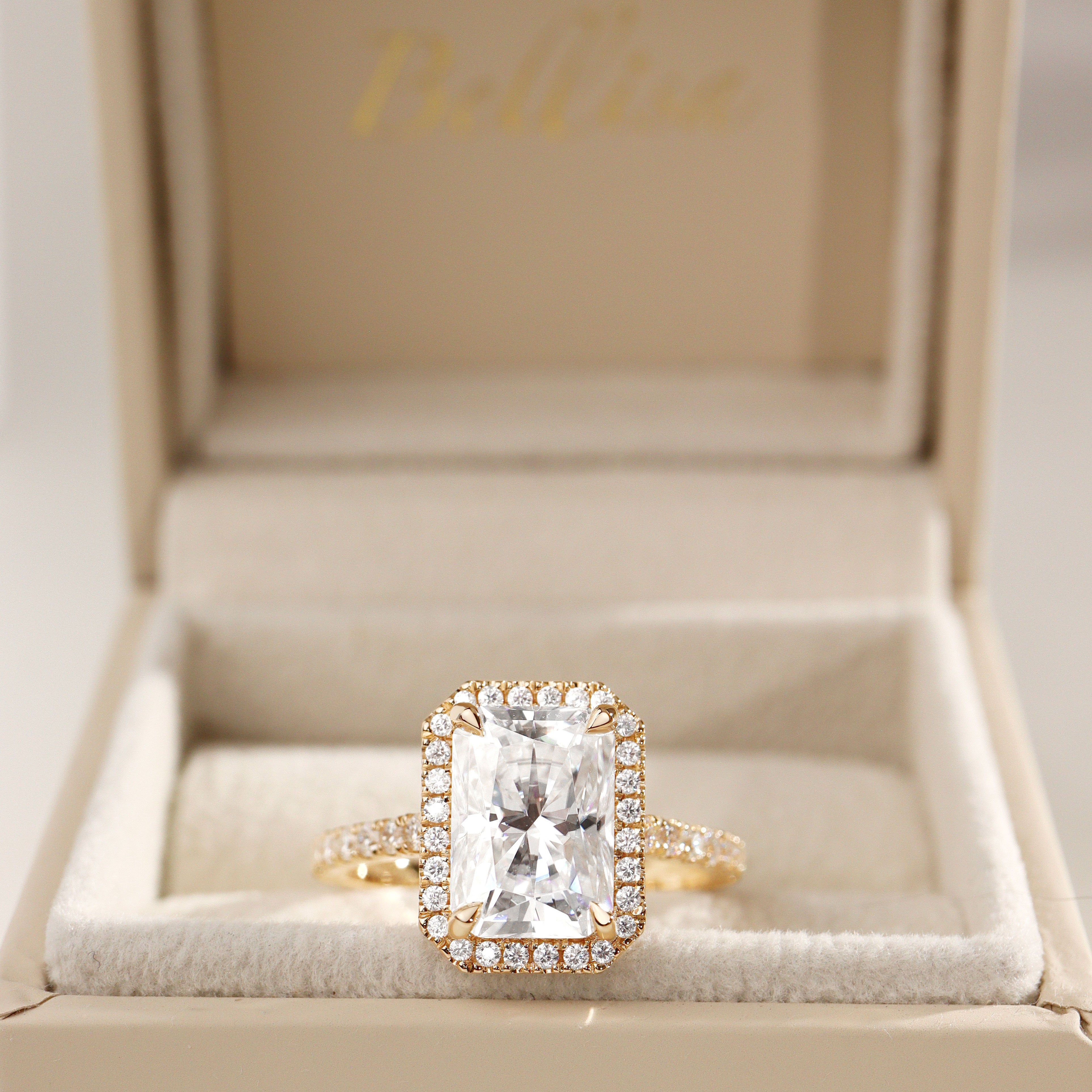 Bespoke #9164 - Custom Halo Engagement Ring w/ Cathedral Shank
