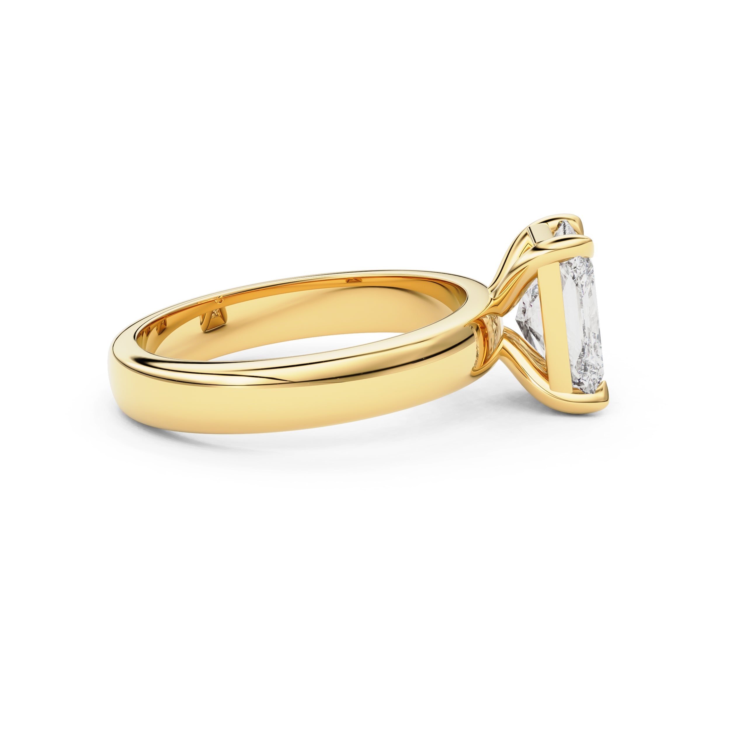 Stephanie Emerald Cut Cigar Band Solitaire Engagement Ring, Moissanite/Lab Diamond