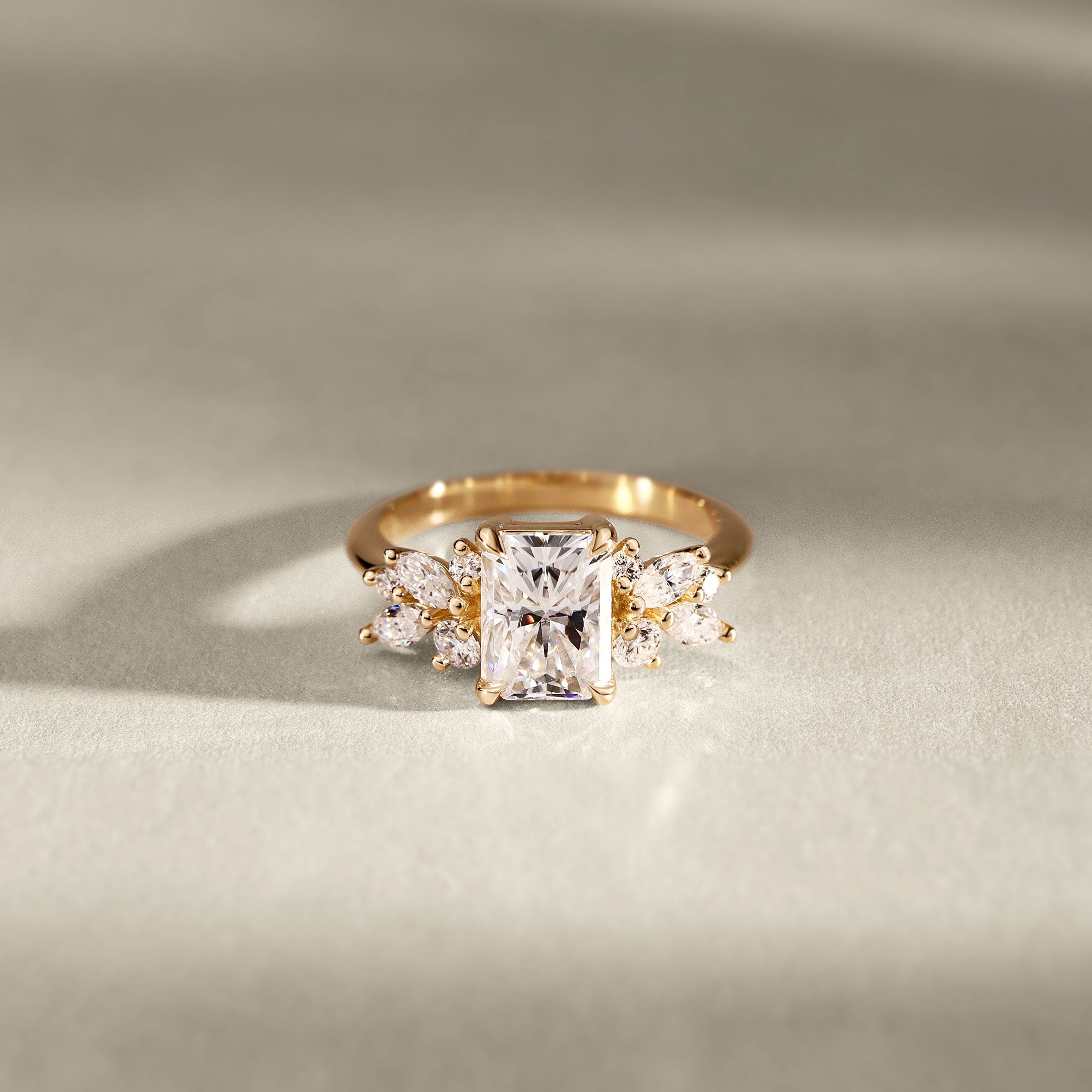 Radiant Anna's Dream Engagement Ring, Radiant Cut With Marquise
