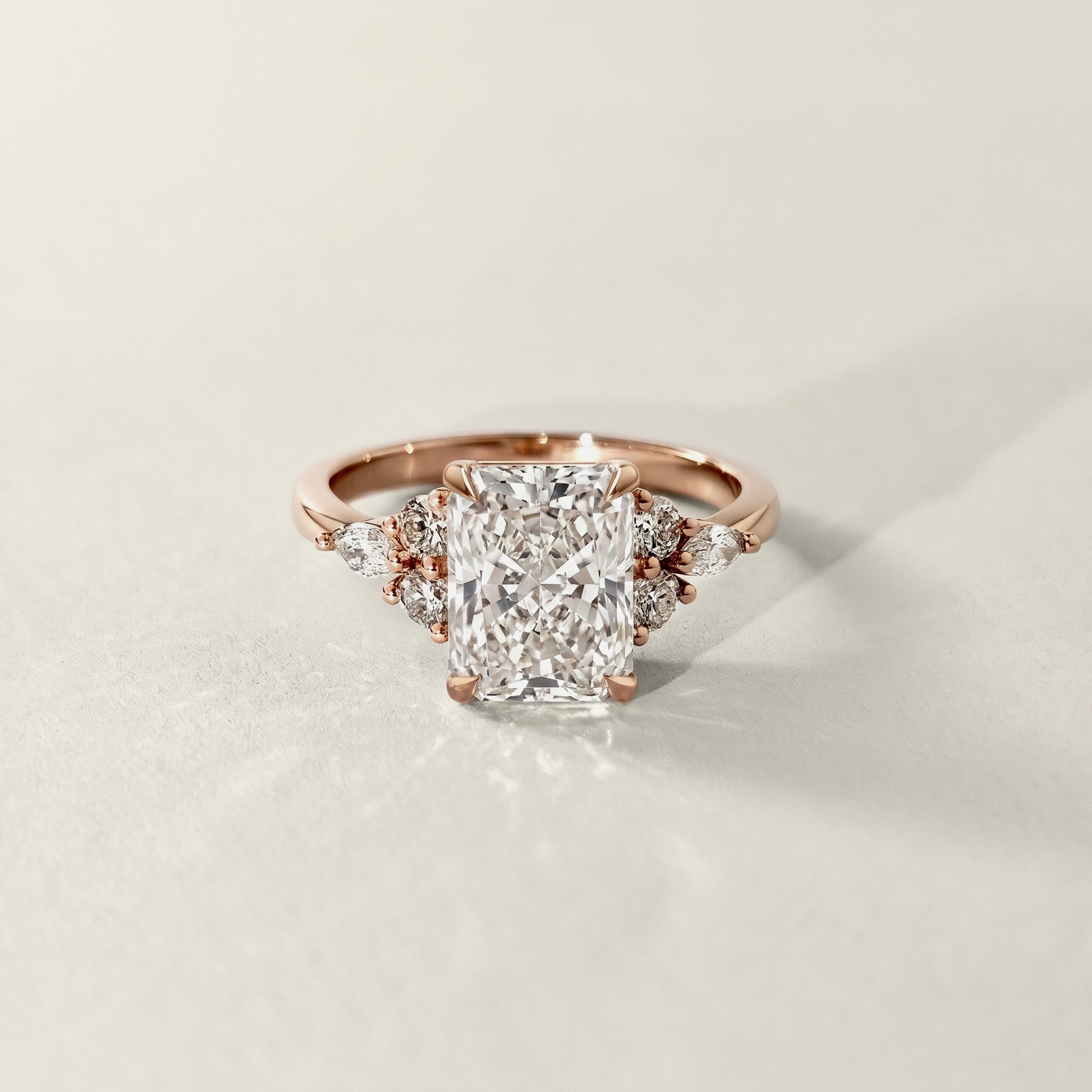 Elodie Radiant Cut Trellis Gallery Cluster Engagement Ring
