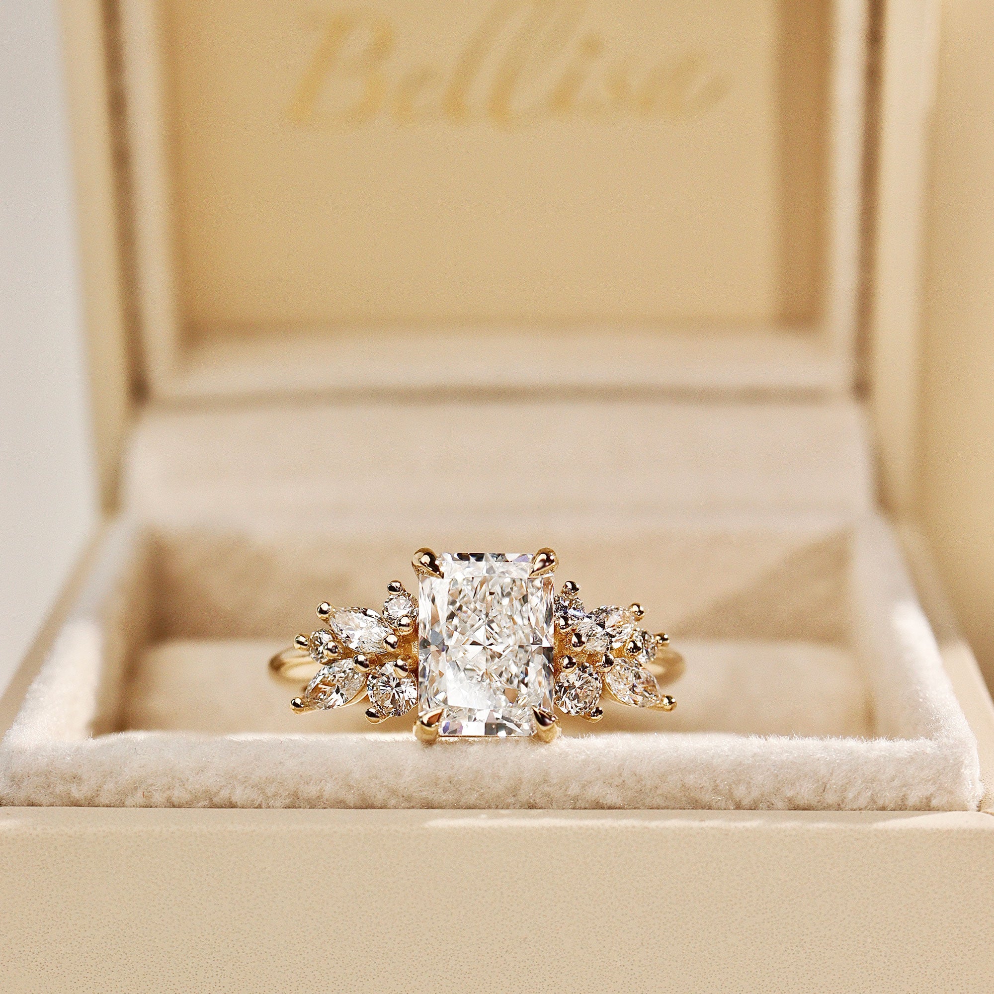 Radiant Anna's Dream Engagement Ring, Radiant Cut With Marquise