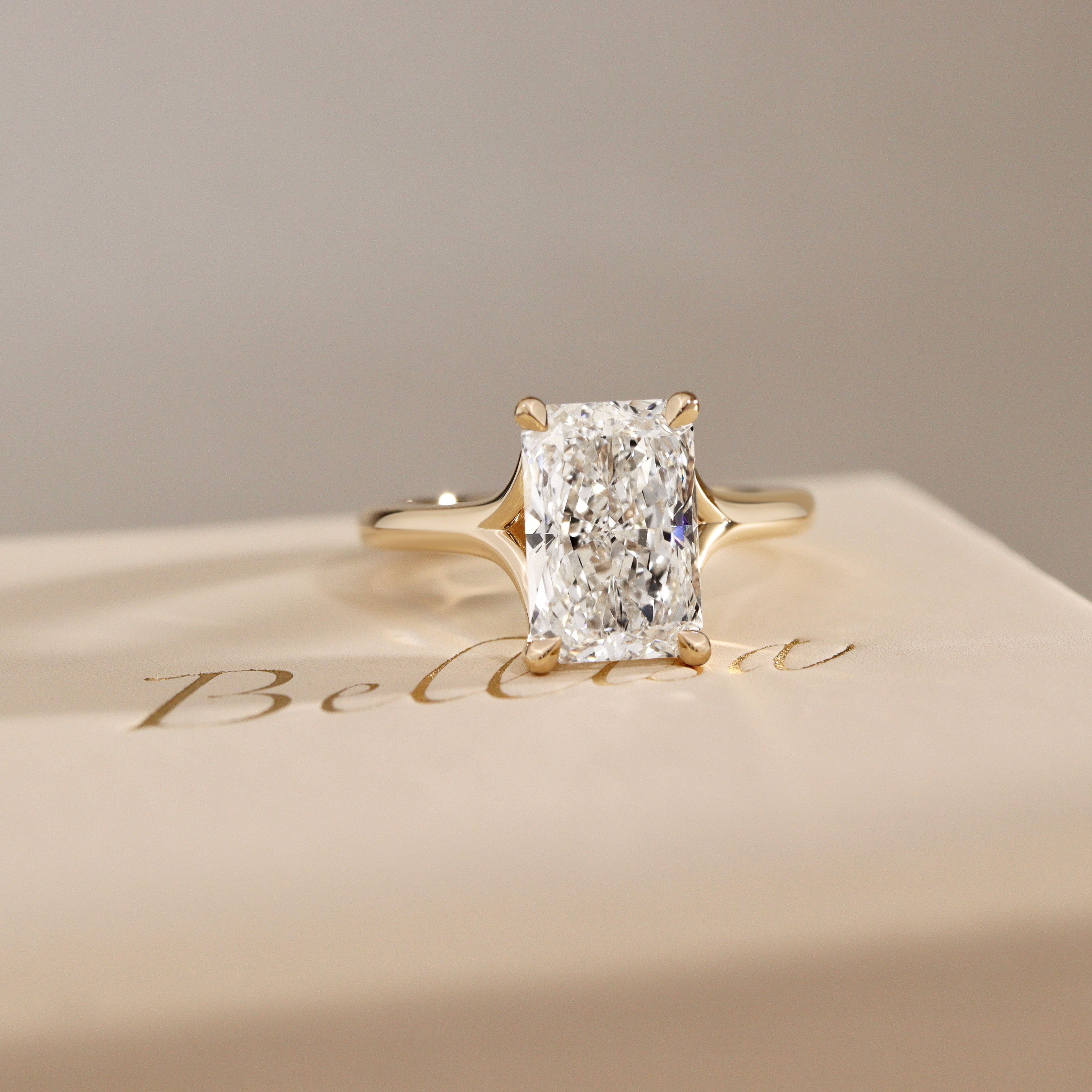 Juniper Radiant Trellis Solitaire Engagement Ring, Moissanite/Lab Grown Diamond